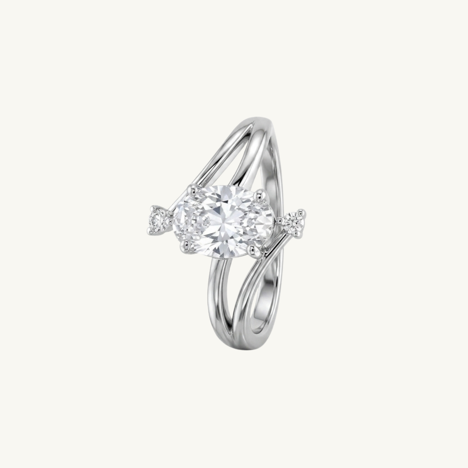 Twisted Oval Silver Ring