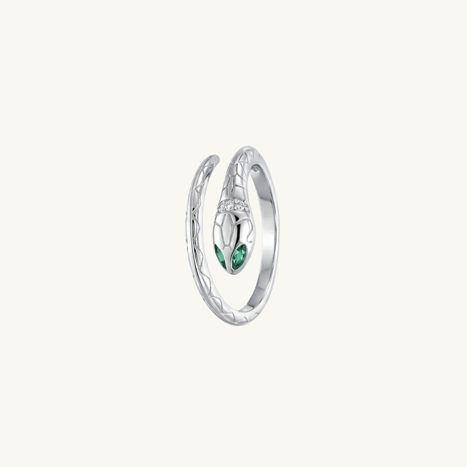Emerald Snake Wrap Silver Ring