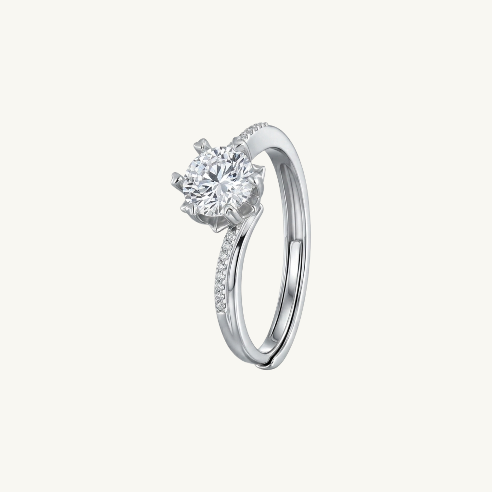 Twisted Solitaire Silver Ring