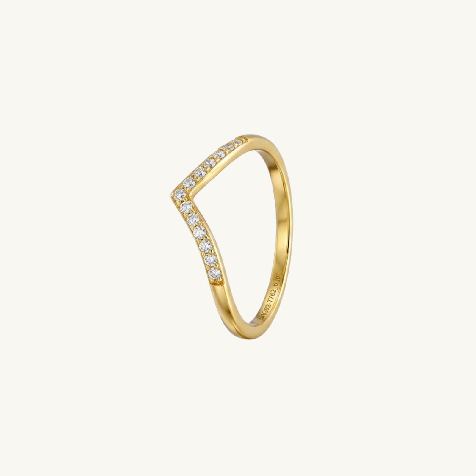 Chevron Crystal Silver Ring