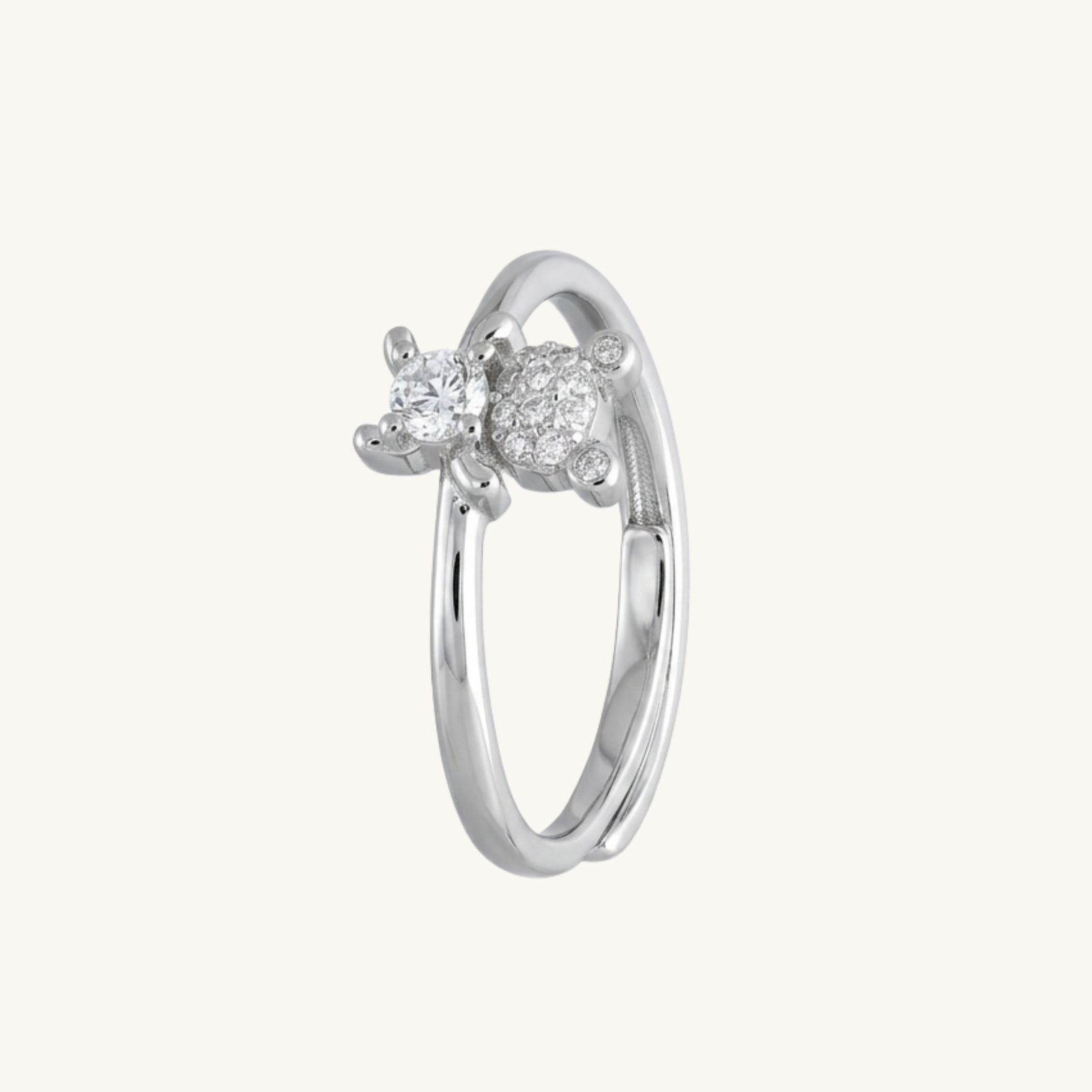 Teddy Charm Silver Ring