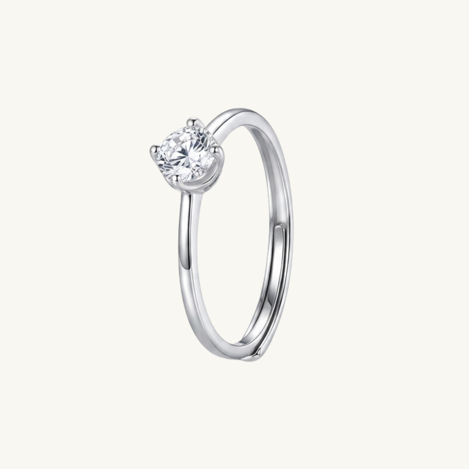 Classic Solitaire Silver Ring