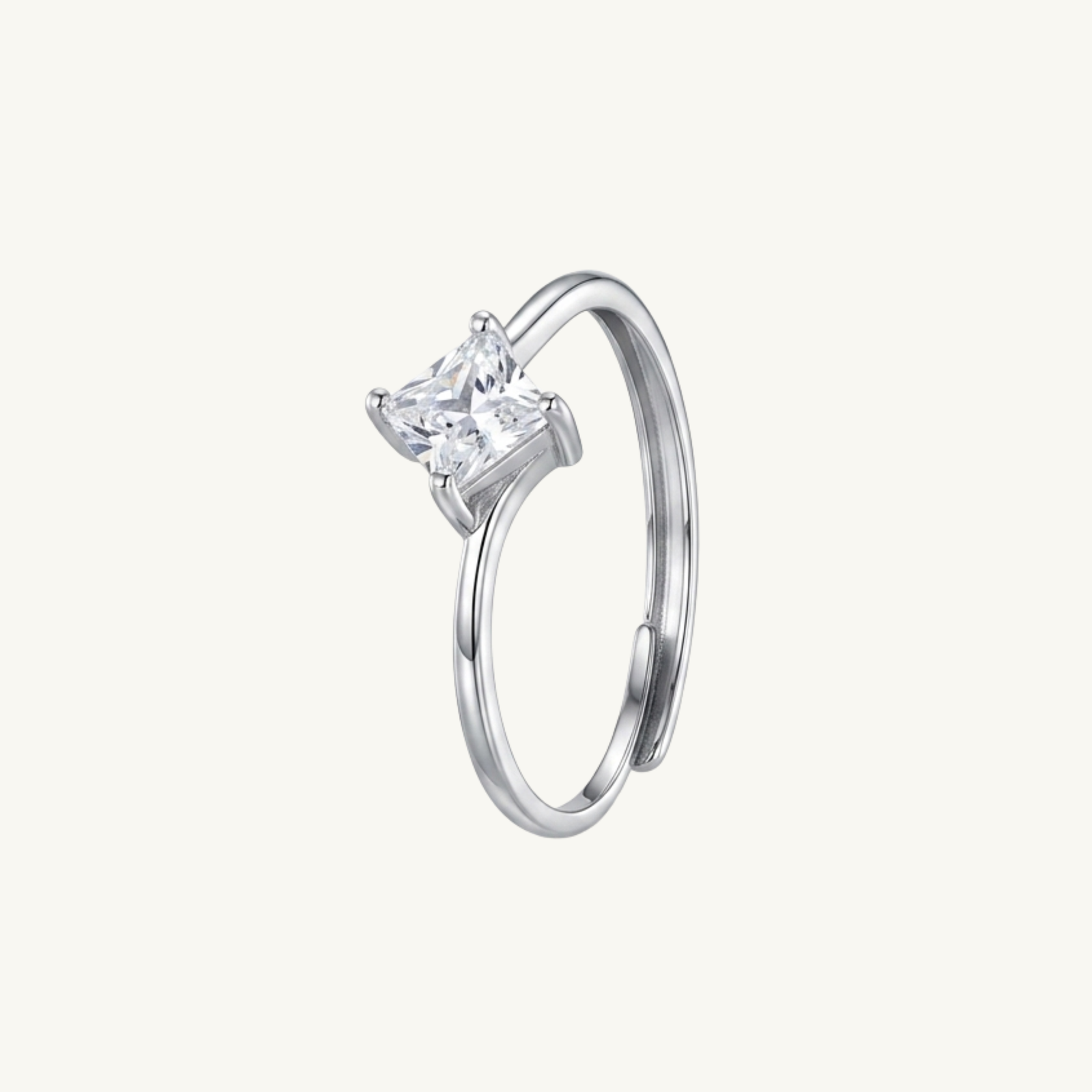 Princess Cut Silver Ring