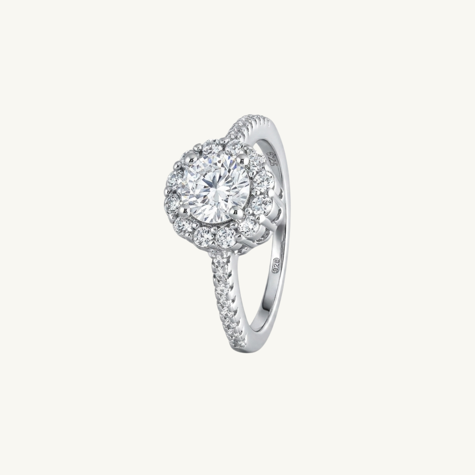 Oval Halo Sparkle Silver Ring