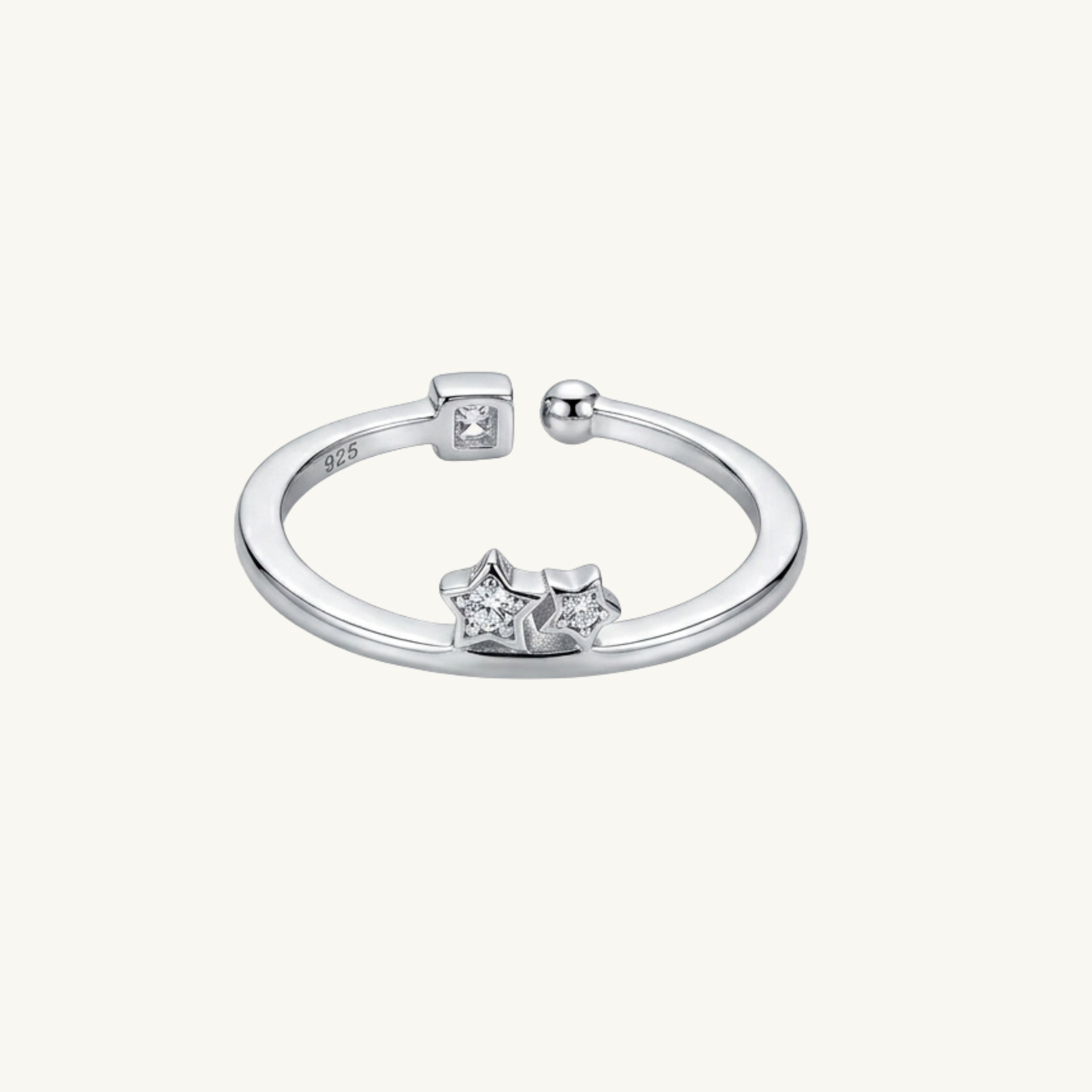 Double Star Silver Ring
