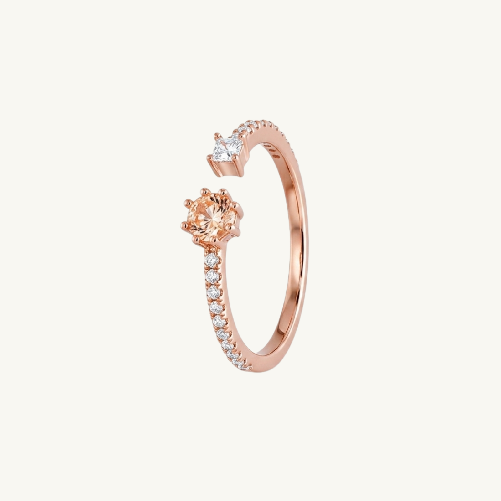 Golden Twin Stone Silver Ring