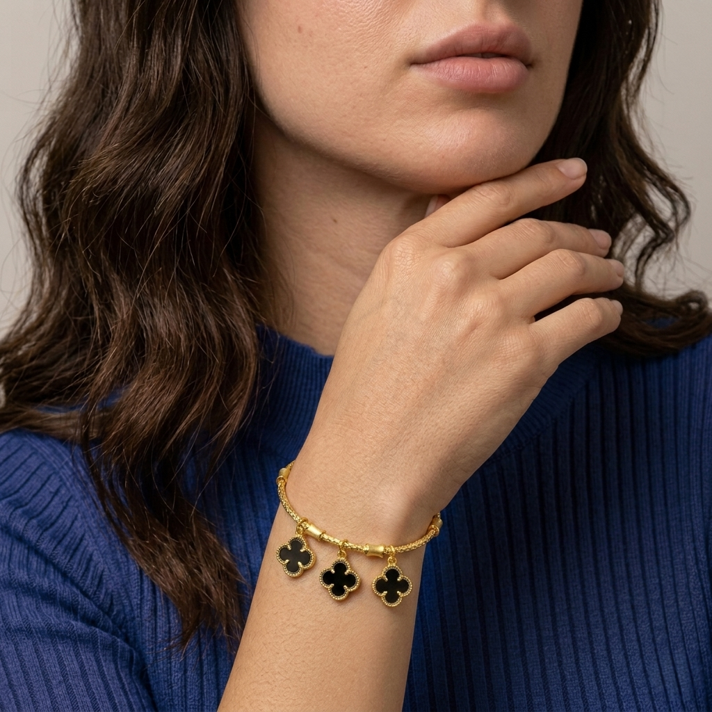 Clover Charm Cuff Bracelet