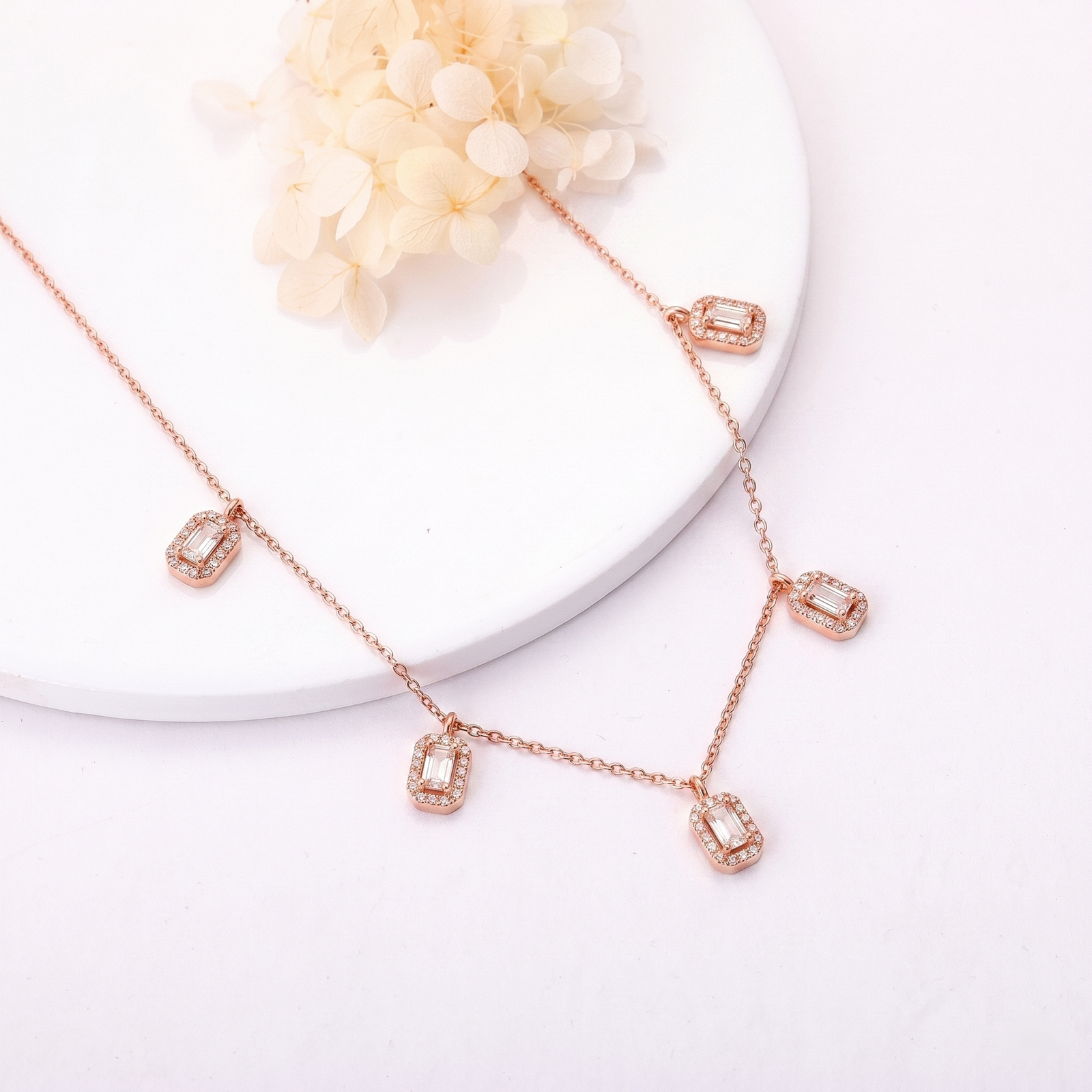 Golden Crystal Charm Cascade Chain