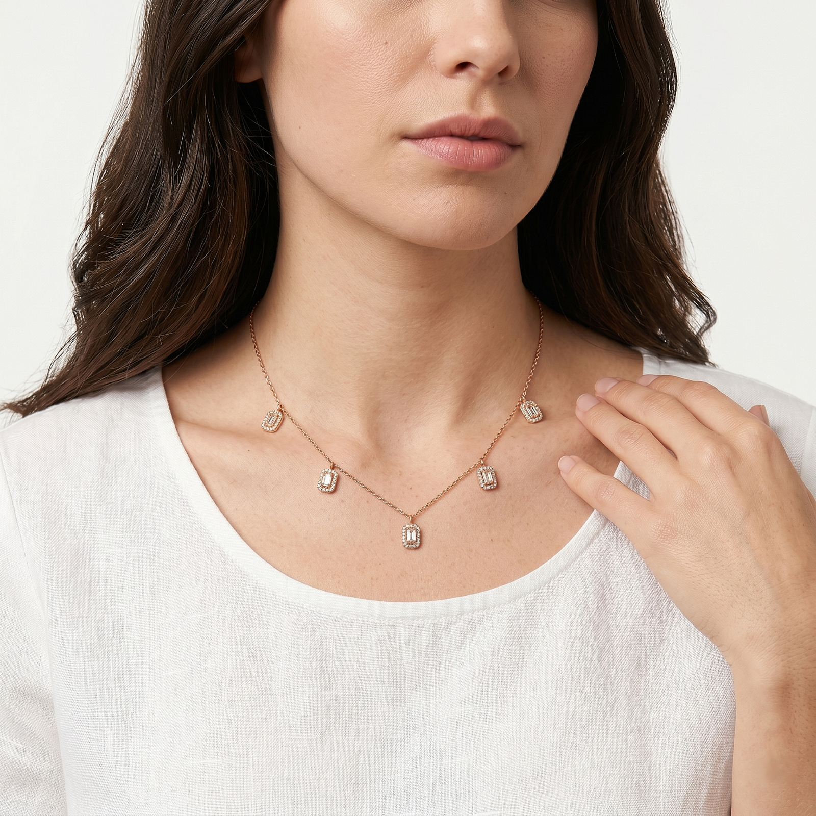 Golden Crystal Charm Cascade Chain