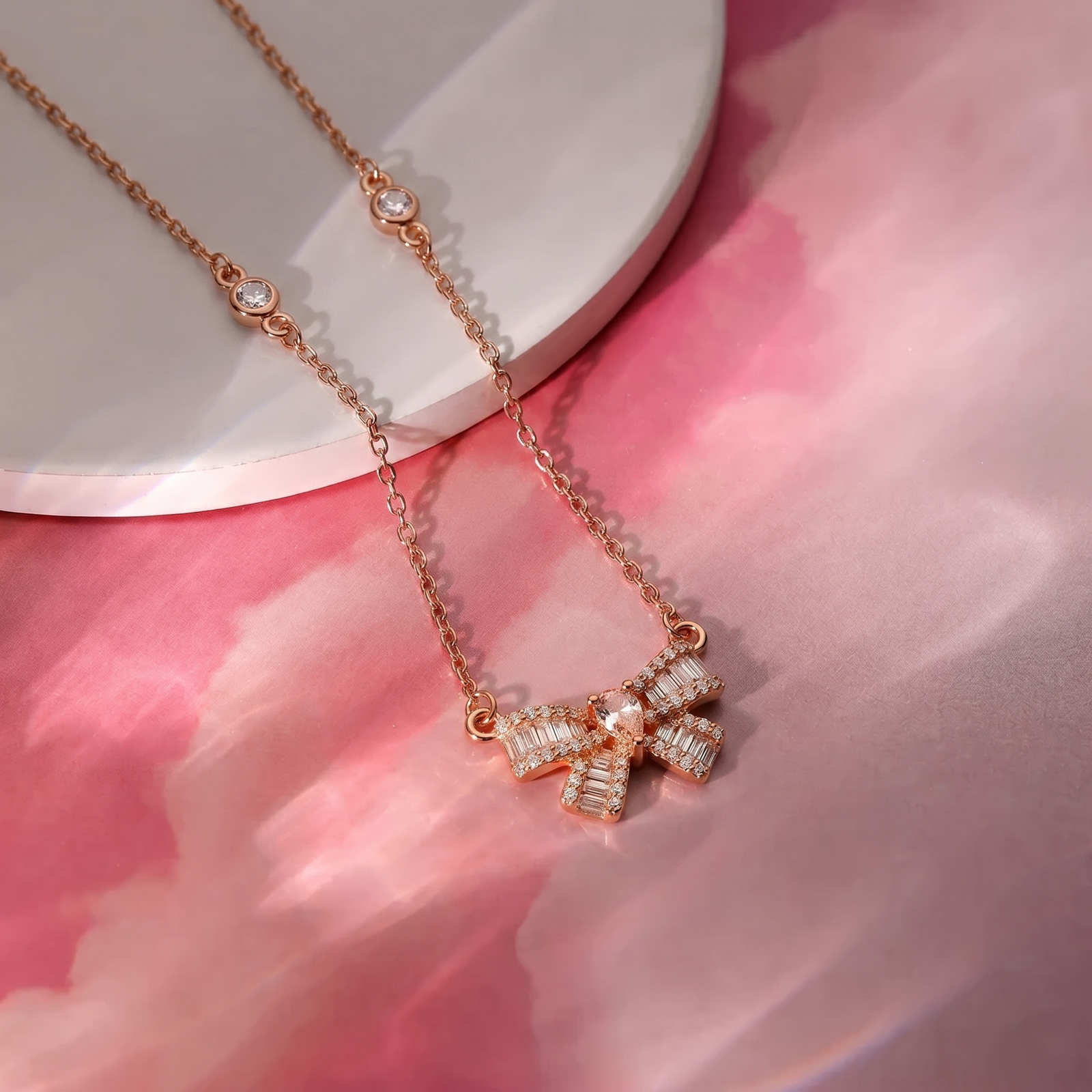 Crystal Ribbon Charm Chain