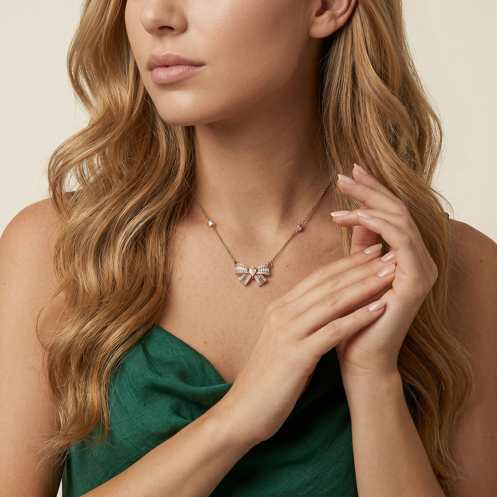 Crystal Ribbon Charm Chain