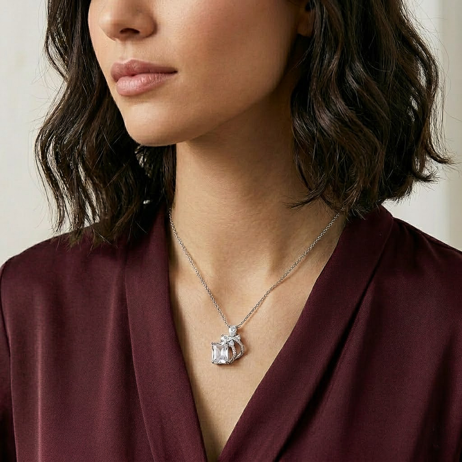 Crystal Gift Bow Charm Chain