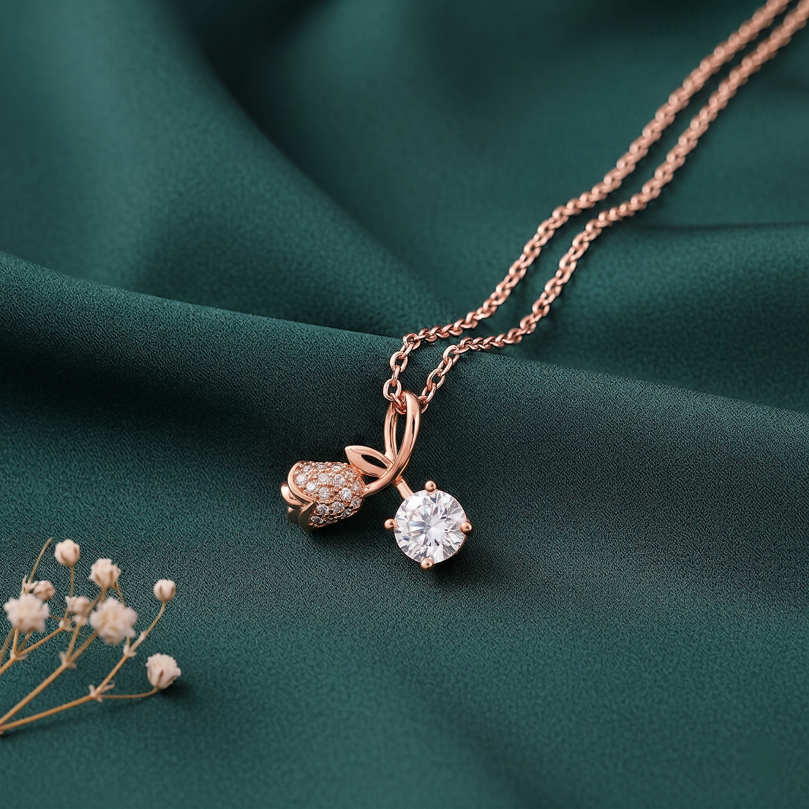 Rose Bloom Crystal Drop Chain