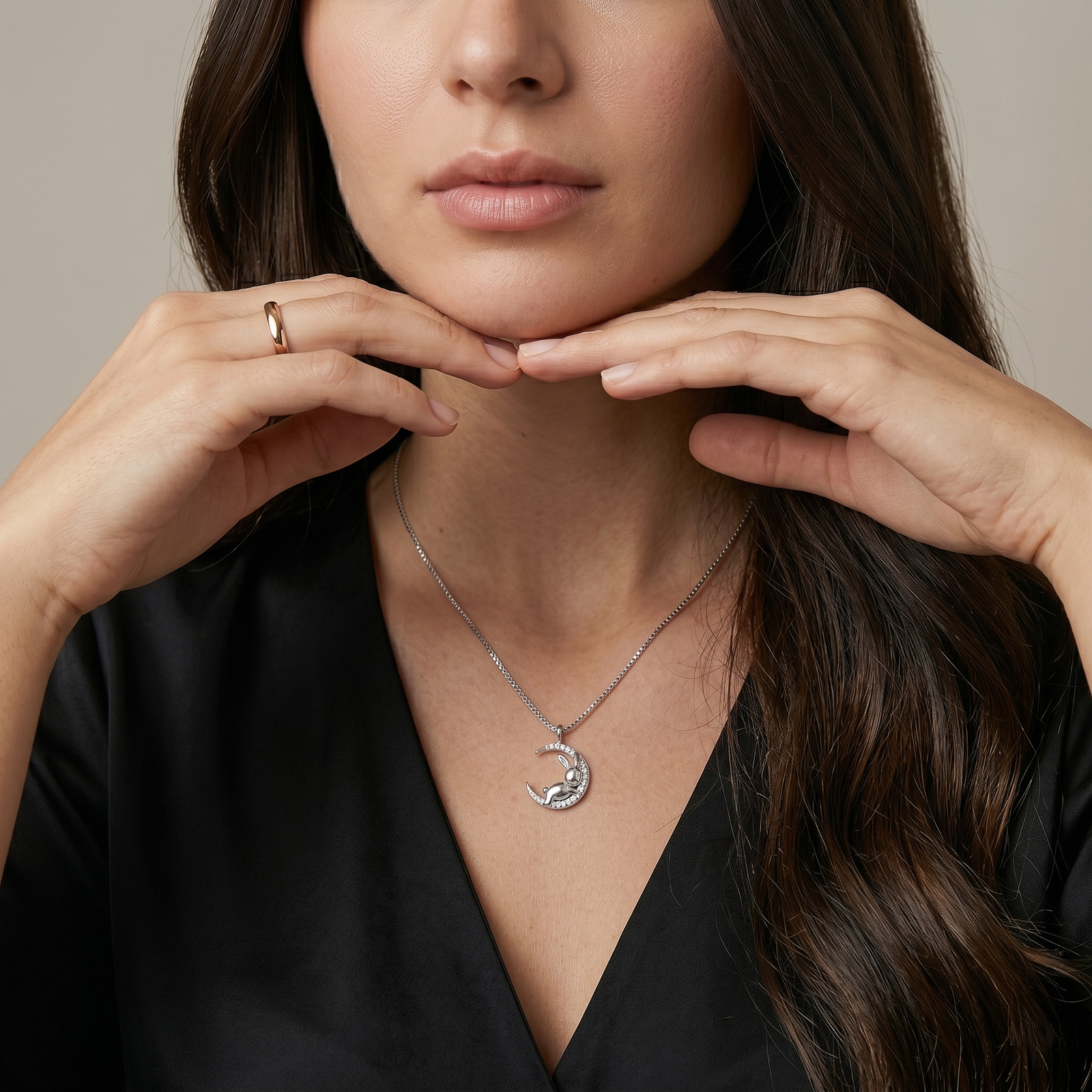 Moonlight Bunny Crystal Charm Chain