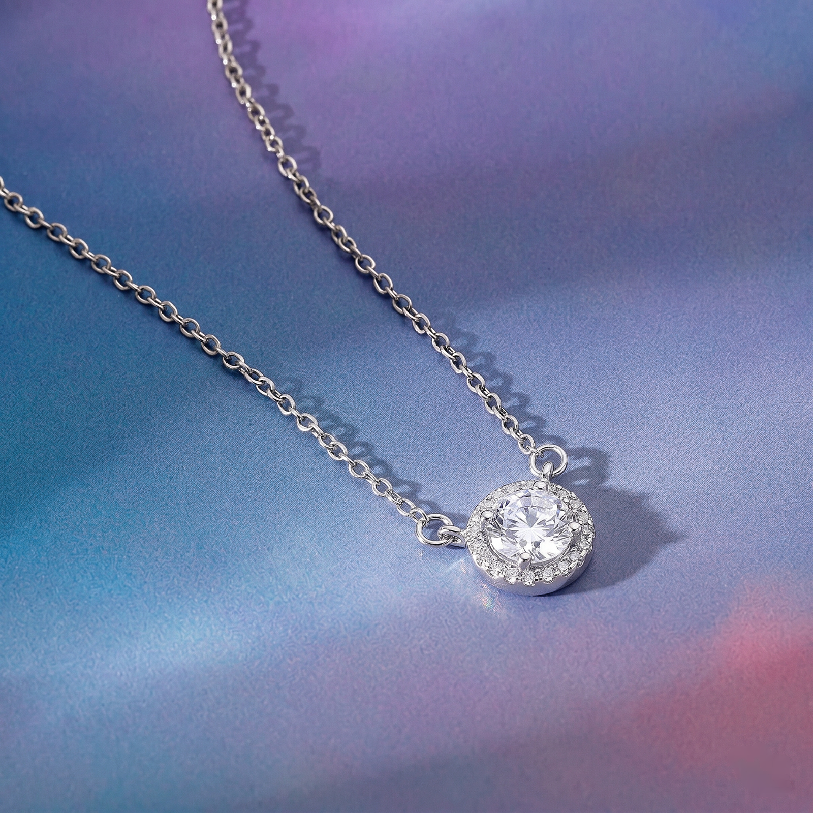 Classic Halo Crystal Solitaire Chain
