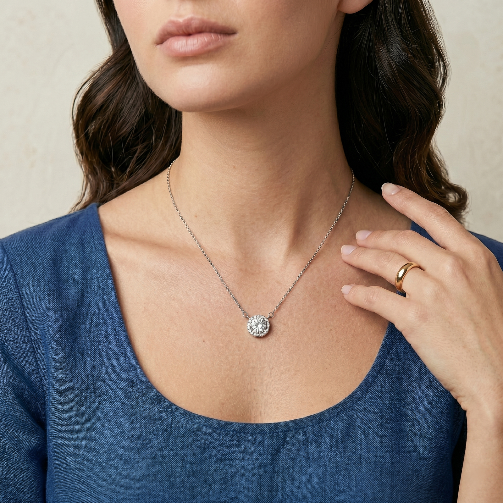 Classic Halo Crystal Solitaire Chain