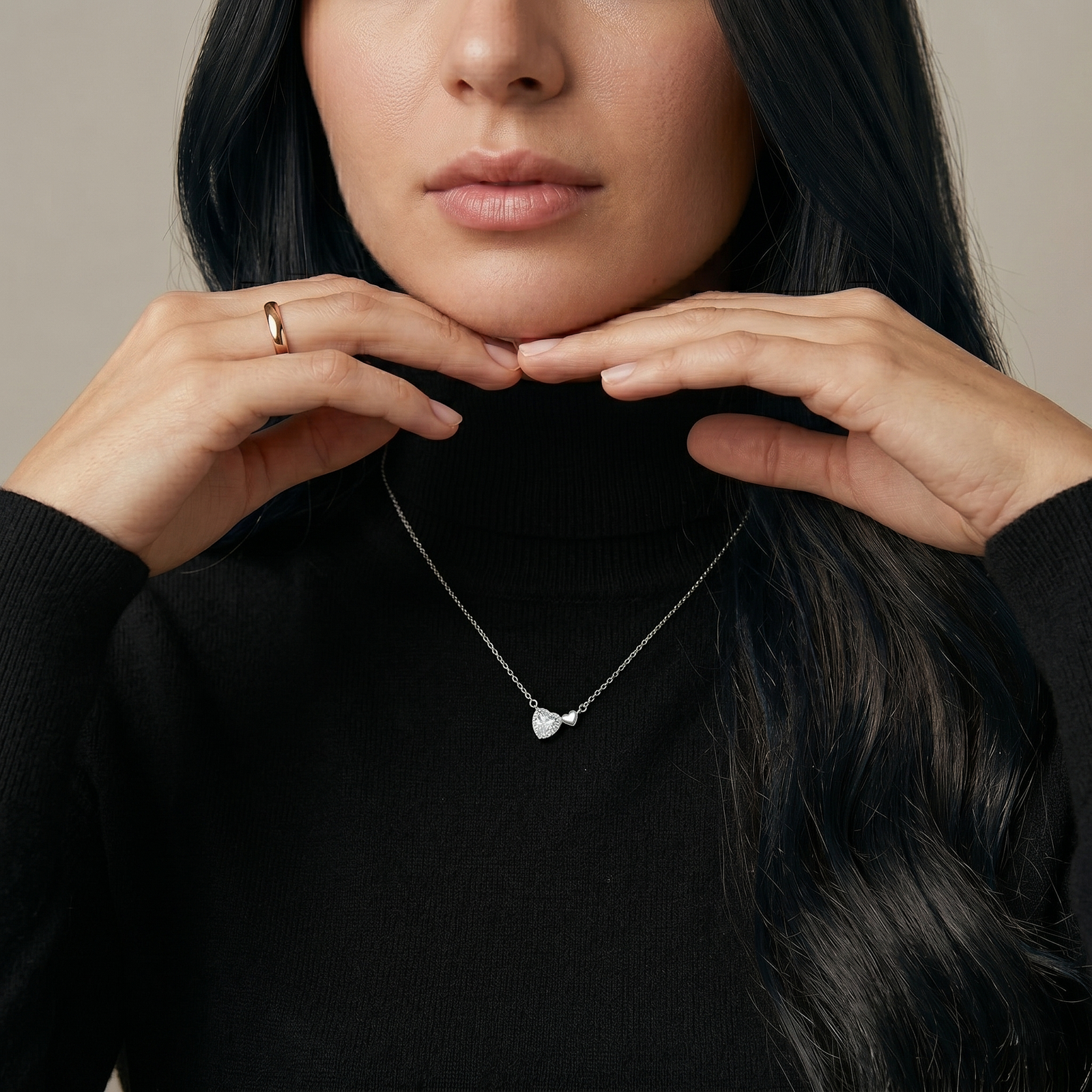 Heart Crystal Accent Silver Chain