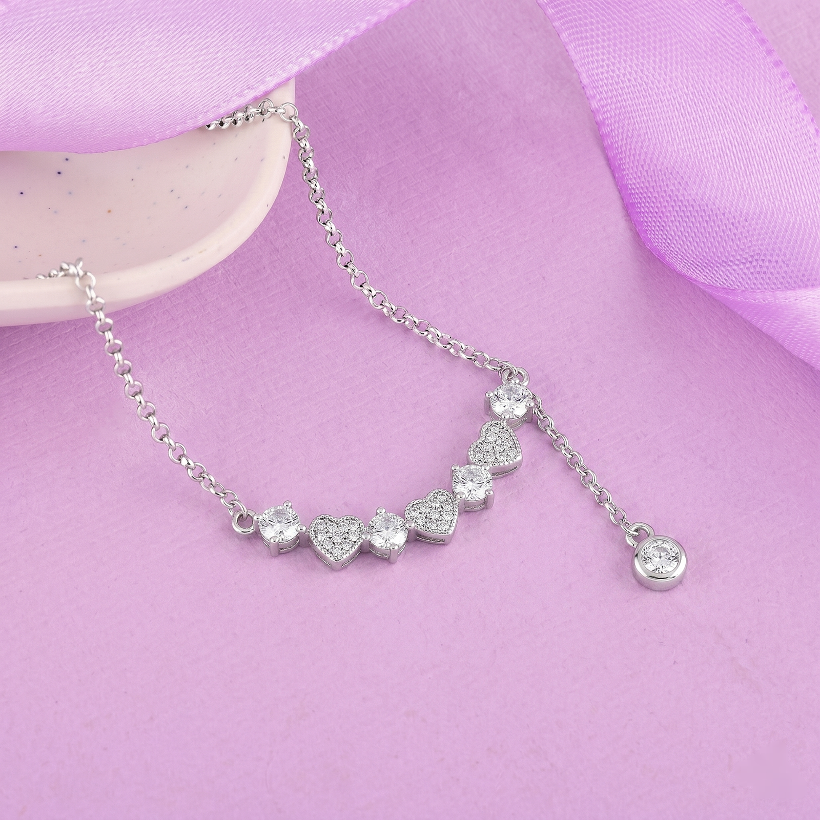 Sparkling Heart Harmony Silver Chain