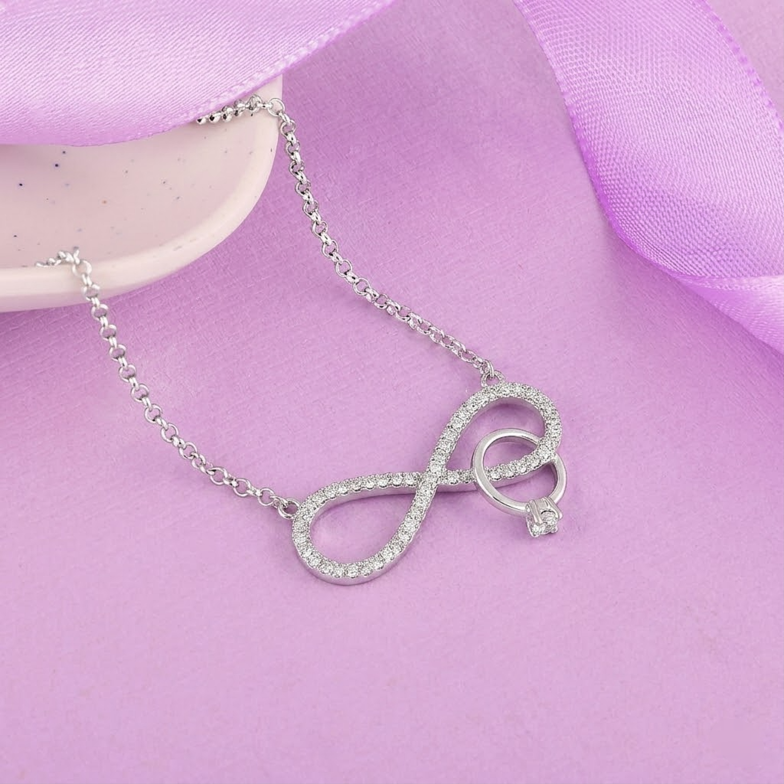 Infinity Love Ring Silver Chain