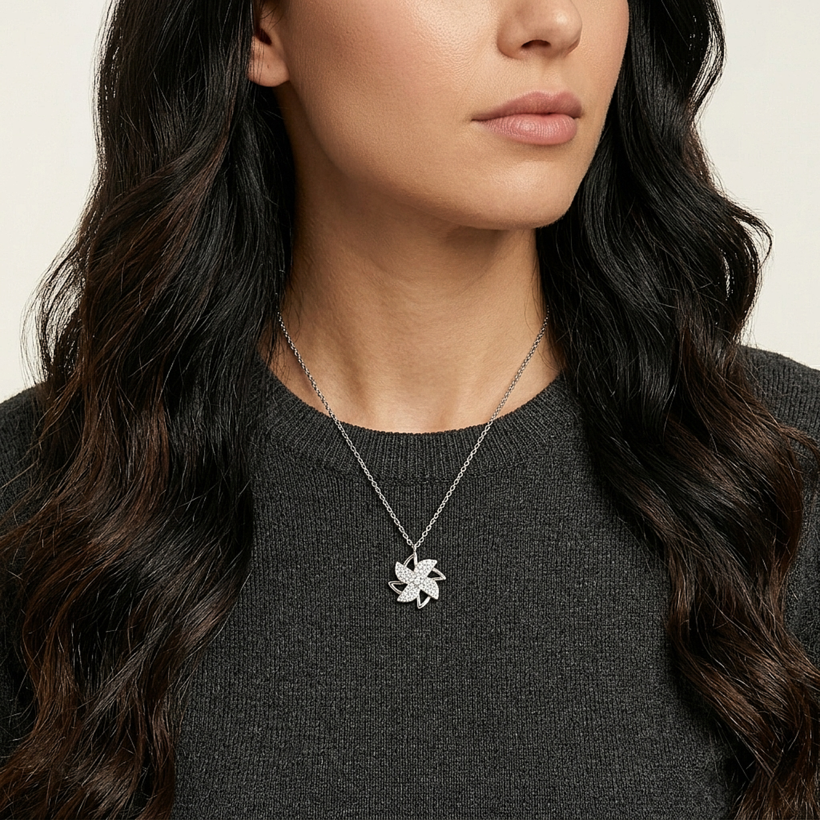 Crystal Blossom Silver Chain