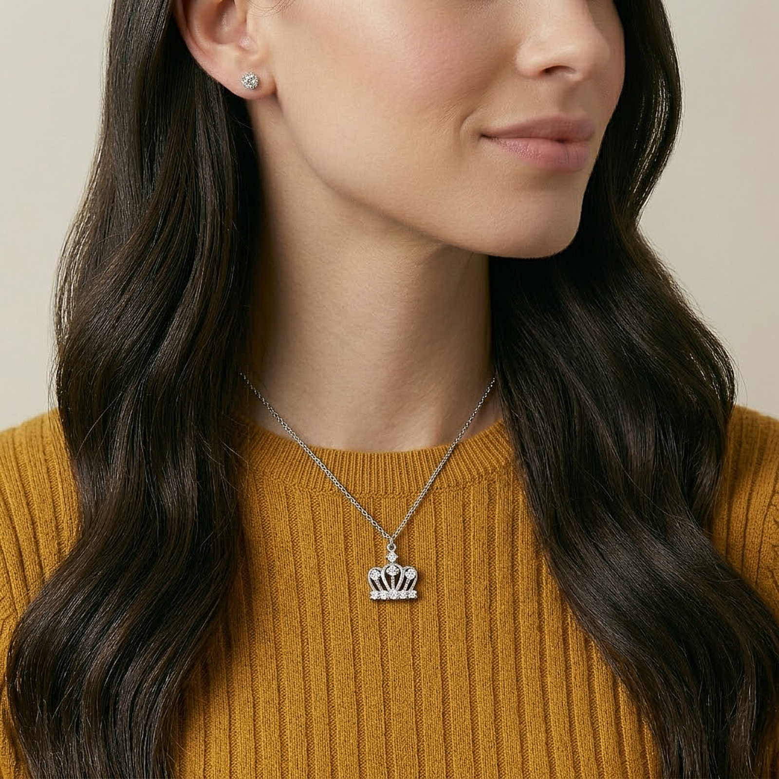 Royal Crown Pendant Silver Chain