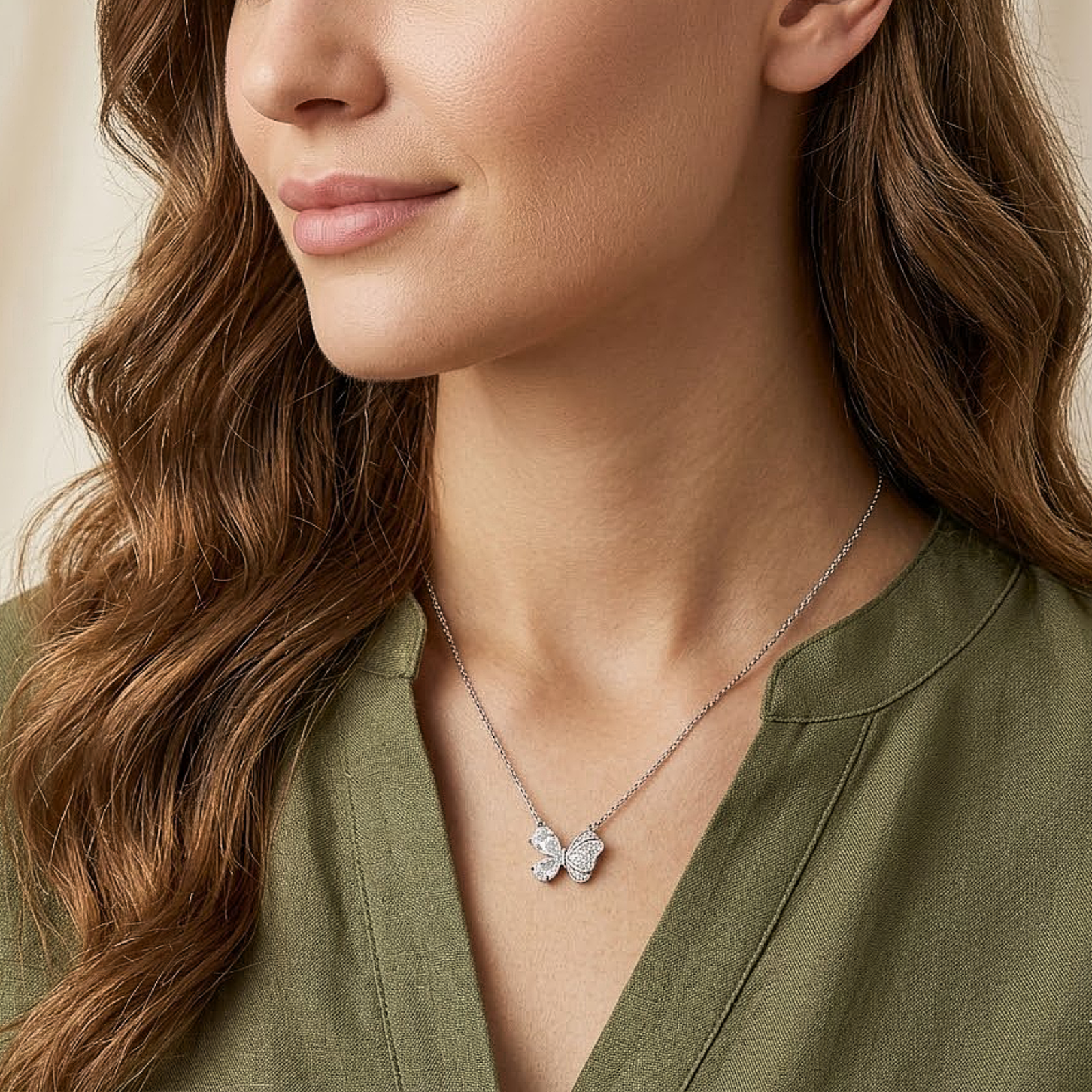 Crystal Butterfly Silver Chain
