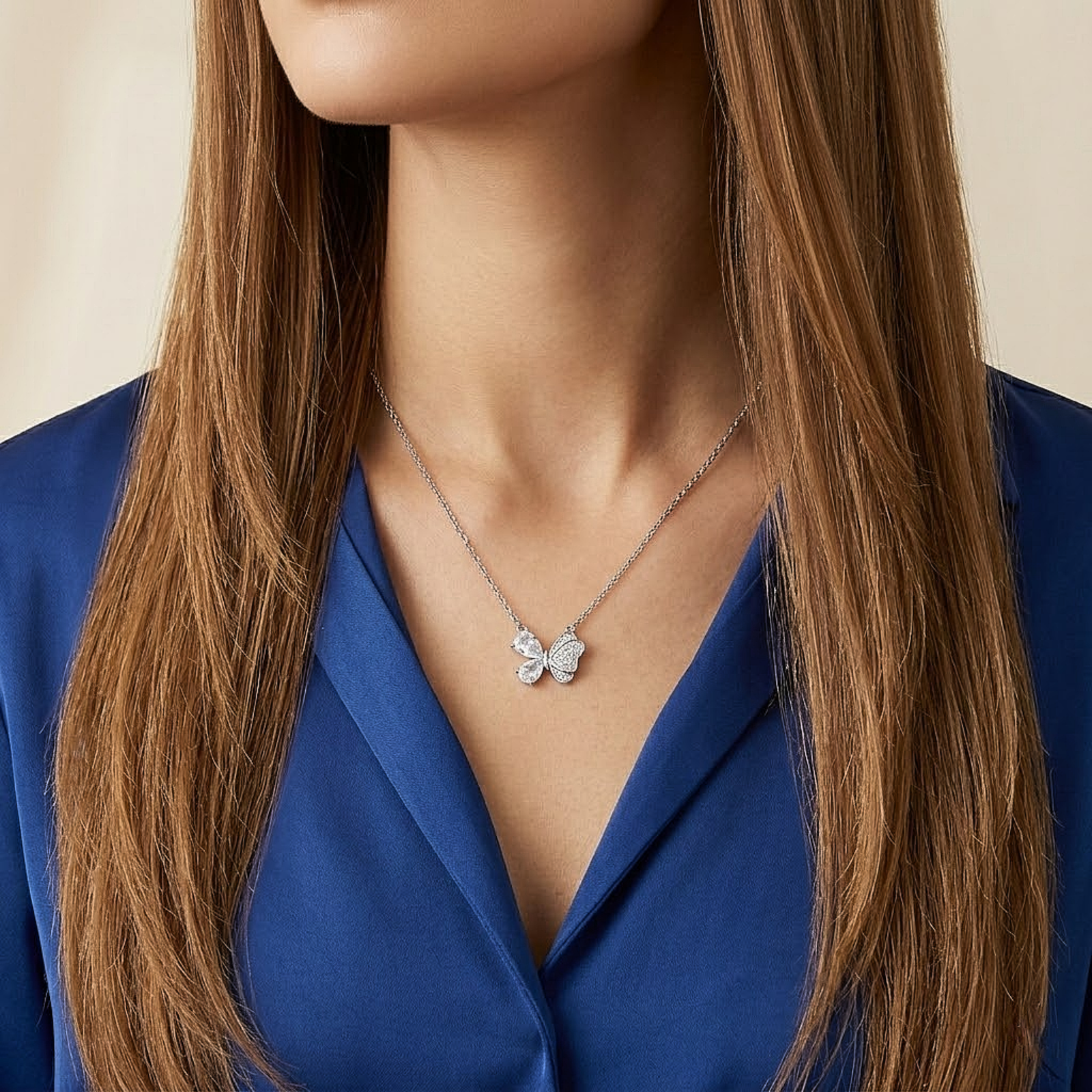 Crystal Butterfly Silver Chain