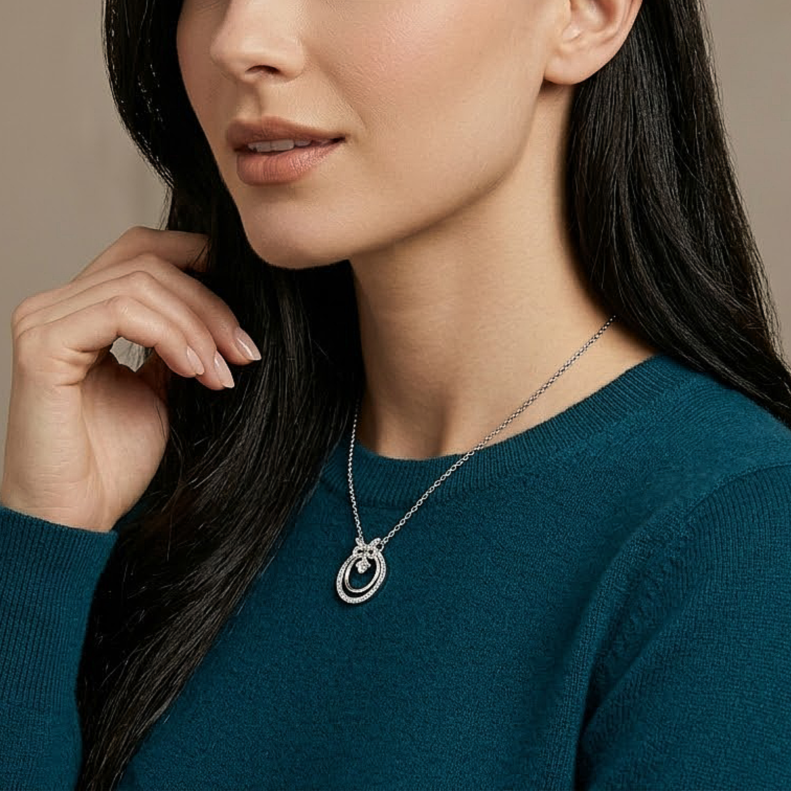 Crystal Loop Bow Silver Chain