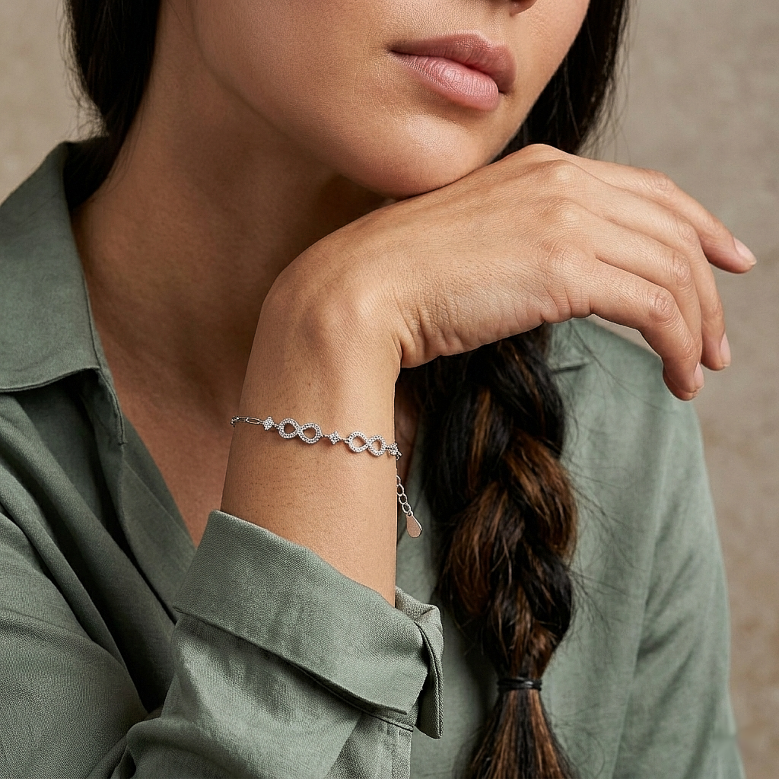 Infinity Spark Crystal Silver Bracelet