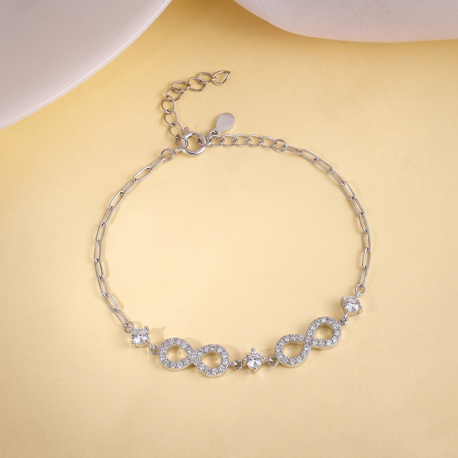 Infinity Spark Crystal Silver Bracelet