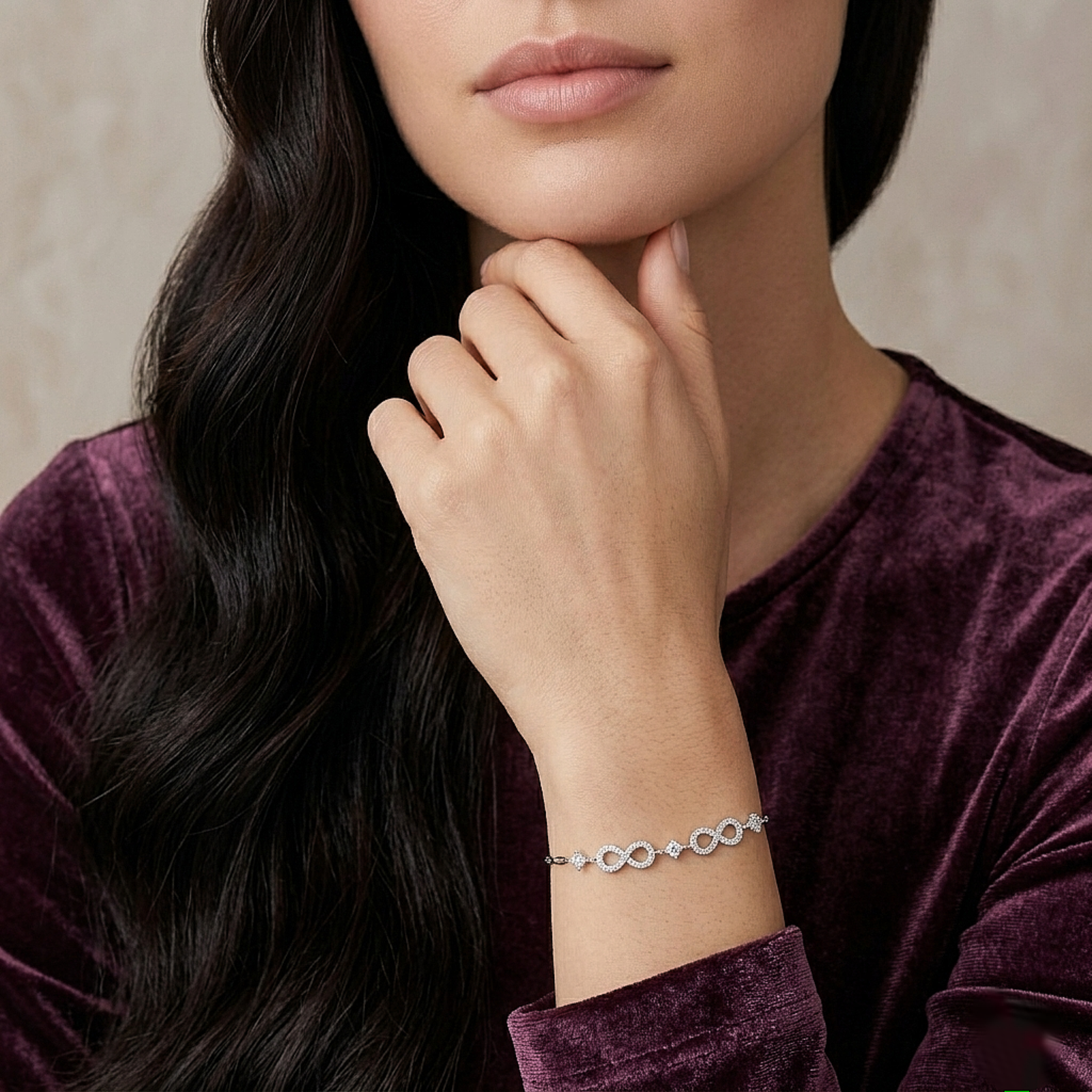 Infinity Spark Crystal Silver Bracelet