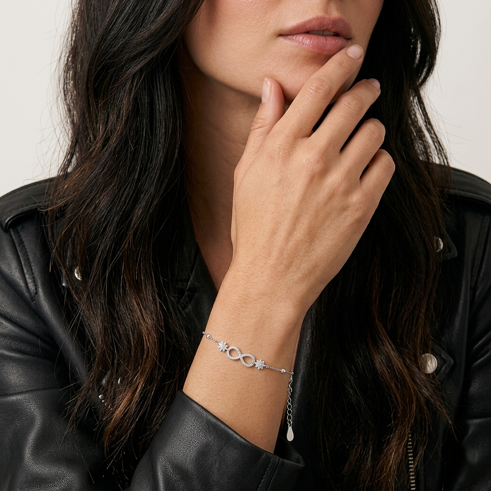 Classic Infinity Crystal Silver Bracelet
