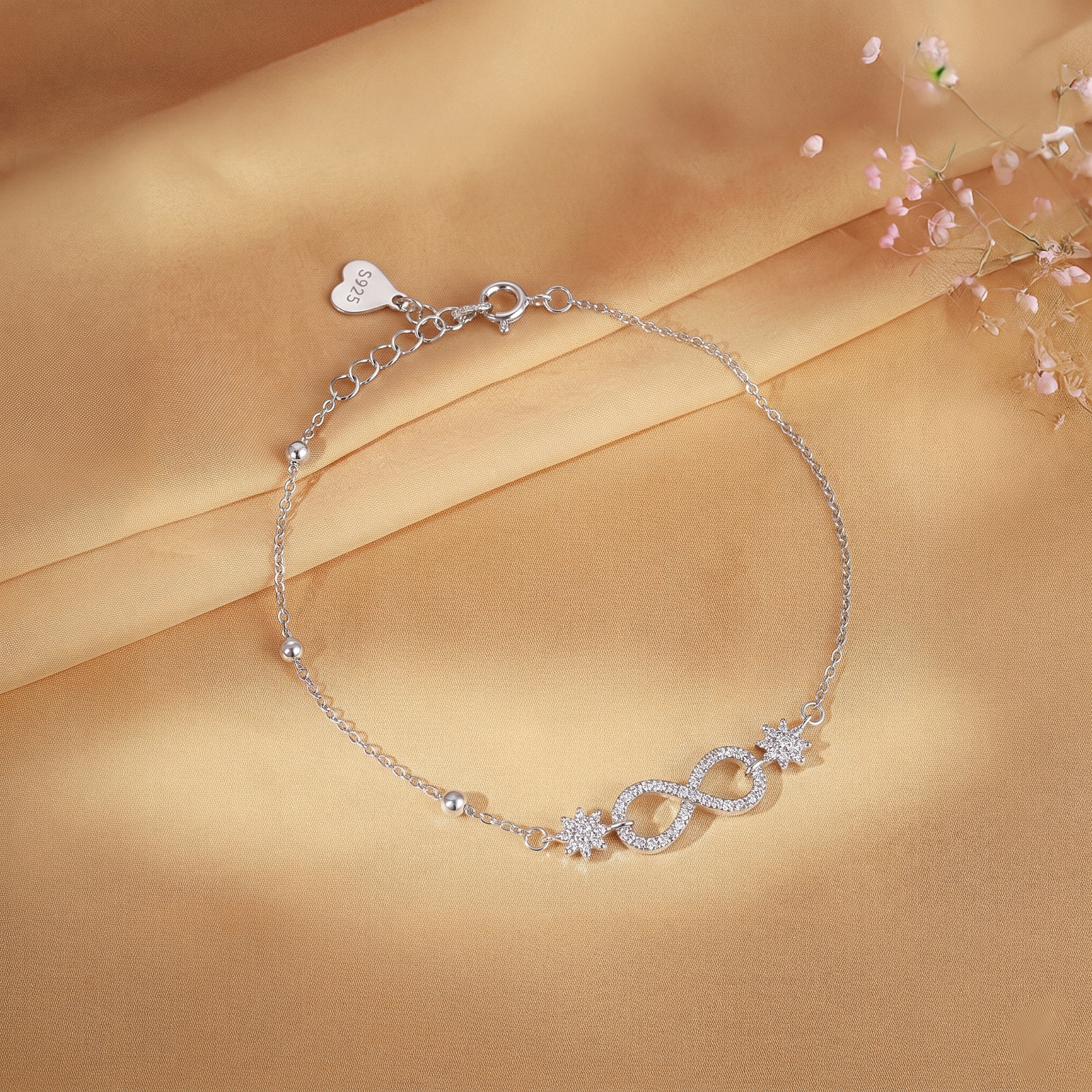 Classic Infinity Crystal Silver Bracelet