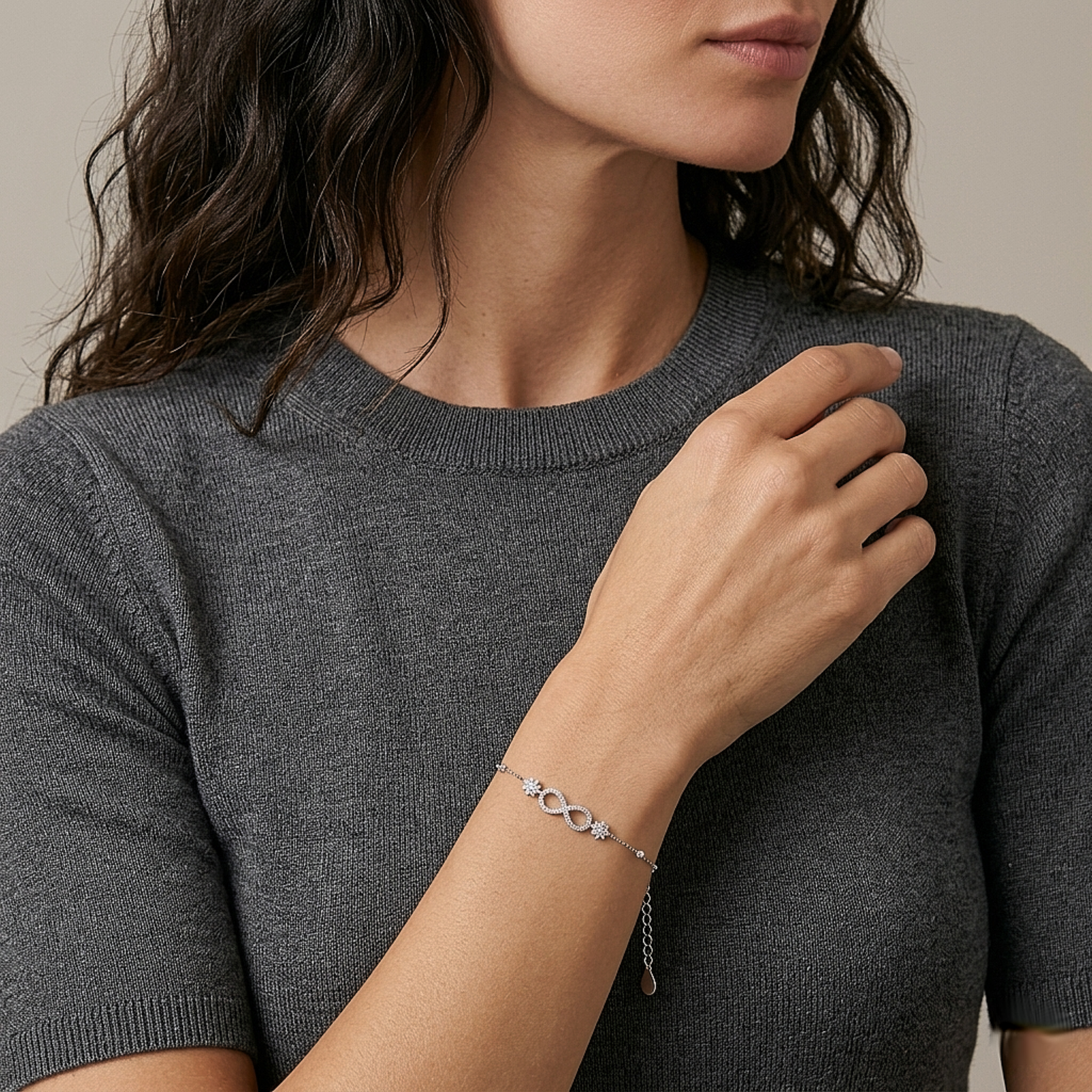 Classic Infinity Crystal Silver Bracelet