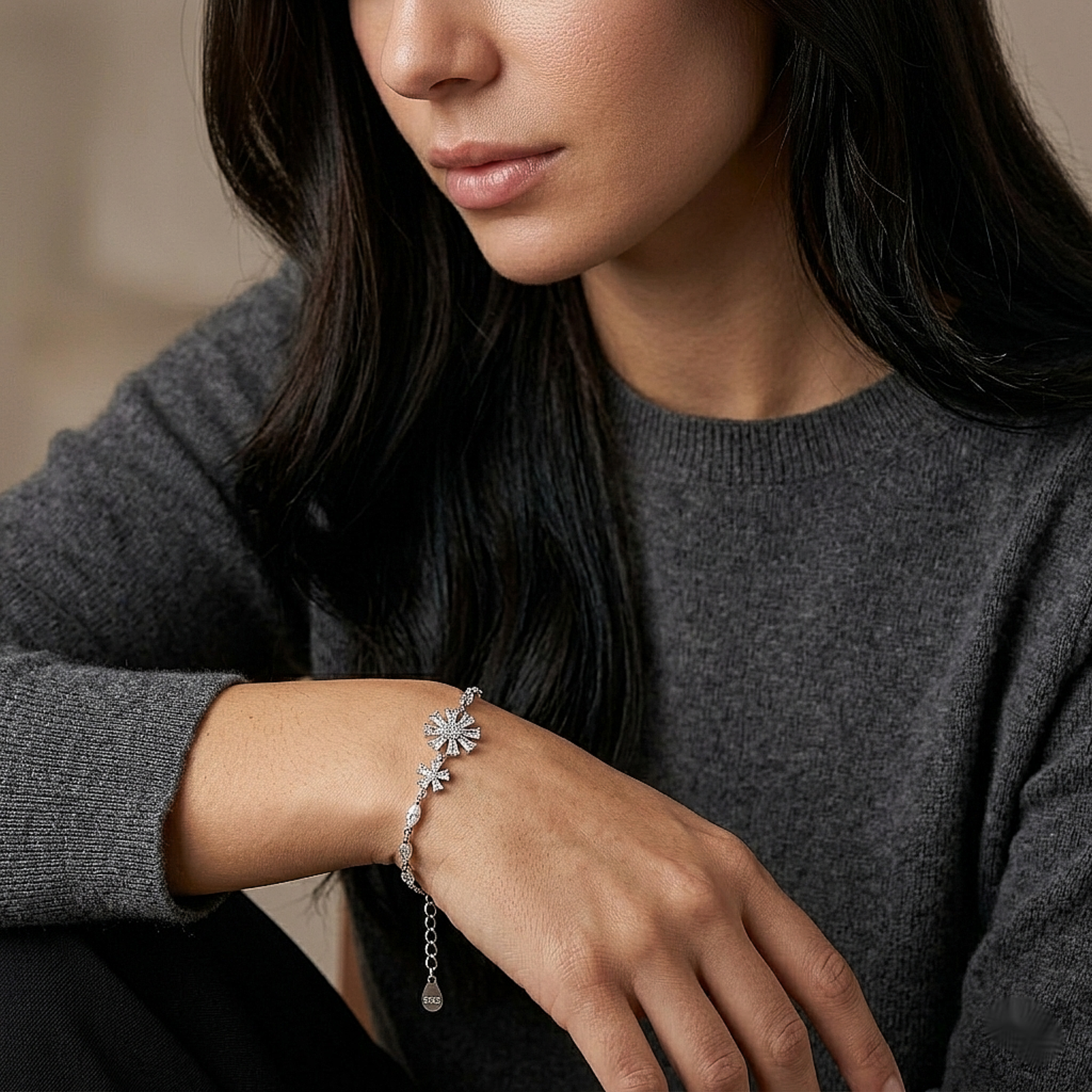 Floral Spark Bloom Silver Bracelet