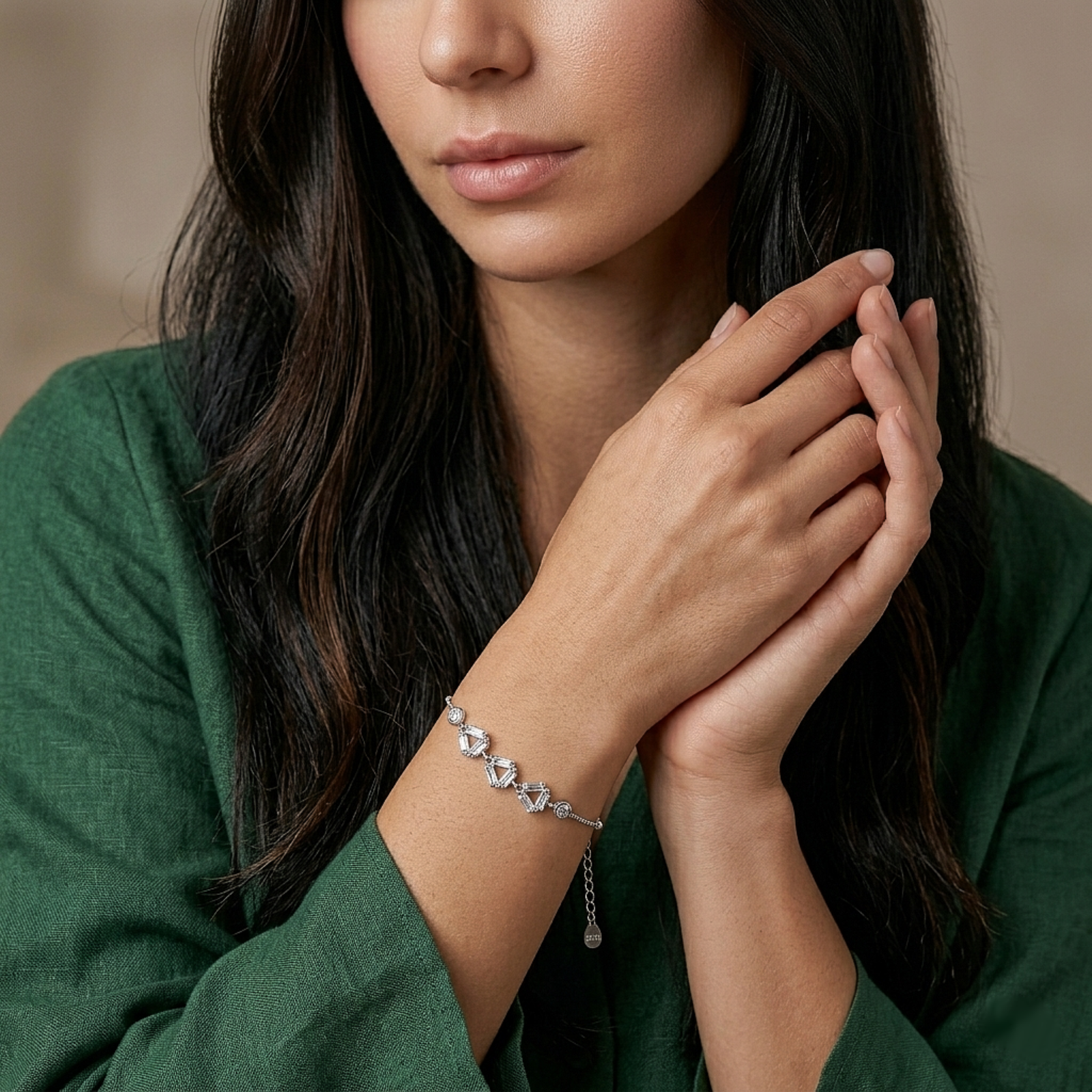Modern Crystal Bar Silver Bracelet