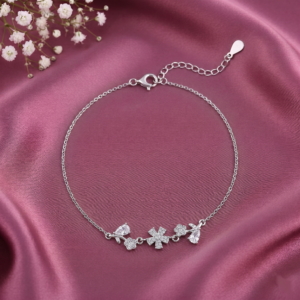 Crystal Charm Cluster Silver Bracelet hover