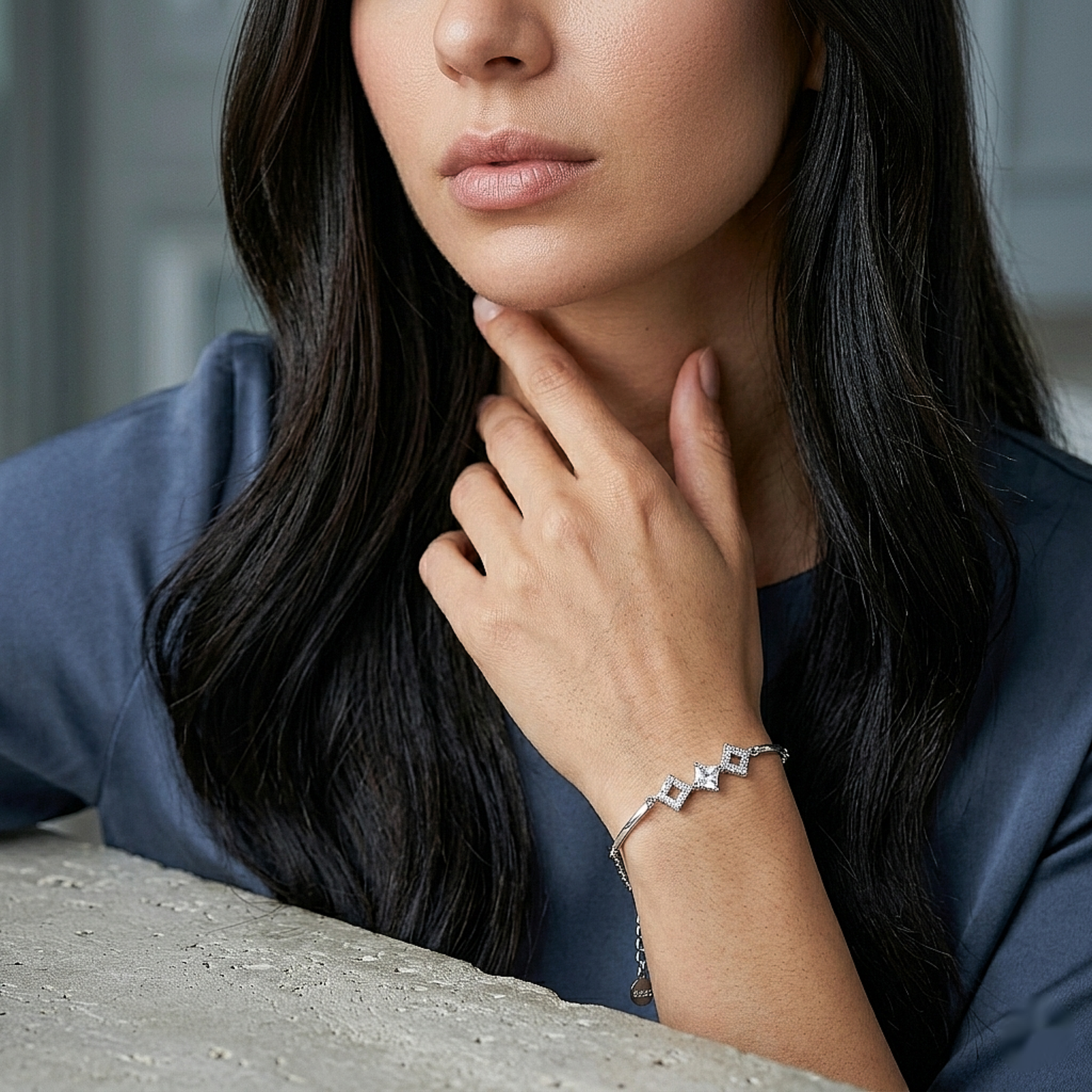 Twin Star Crystal Silver Bracelet