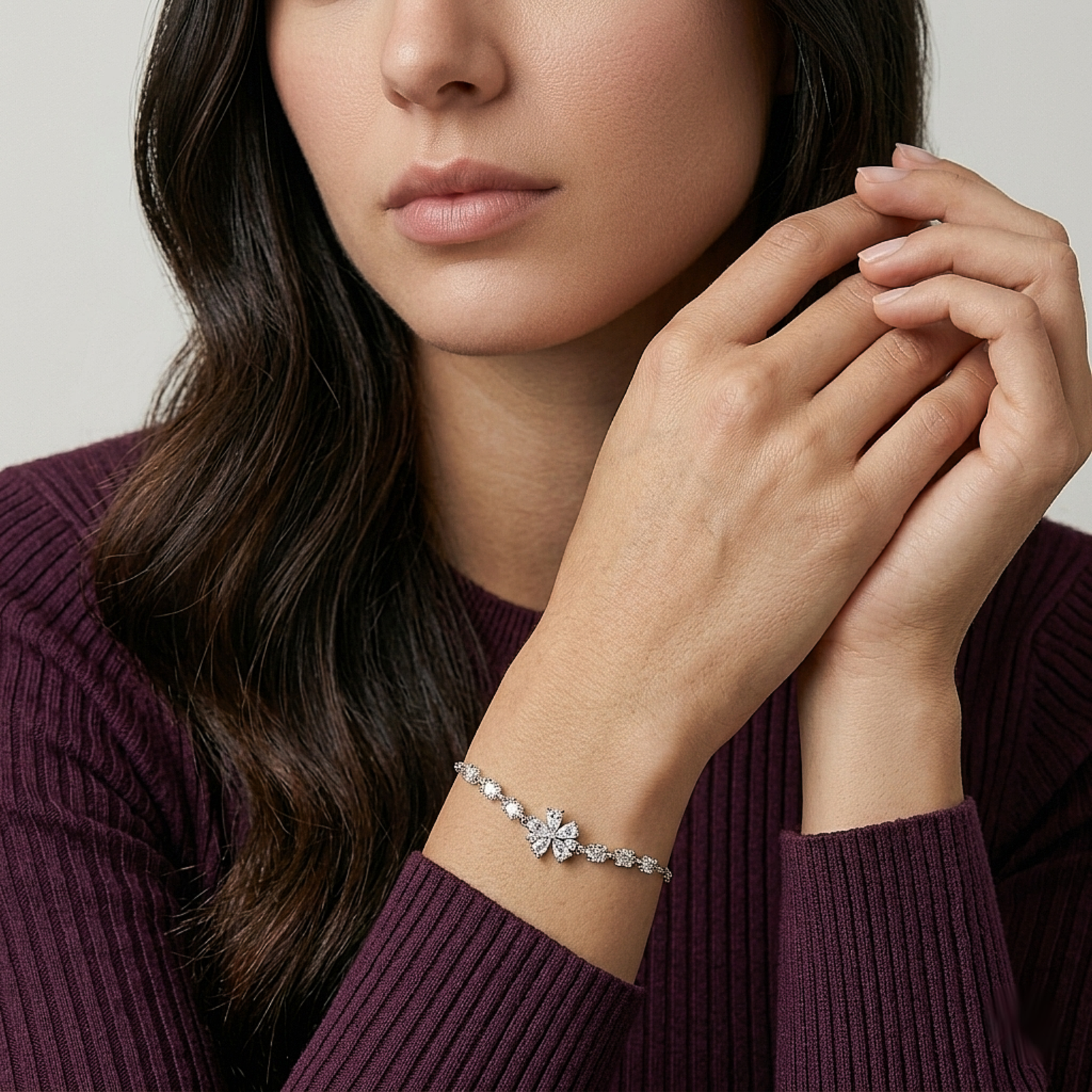 Snowflake Spark Crystal Silver Bracelet