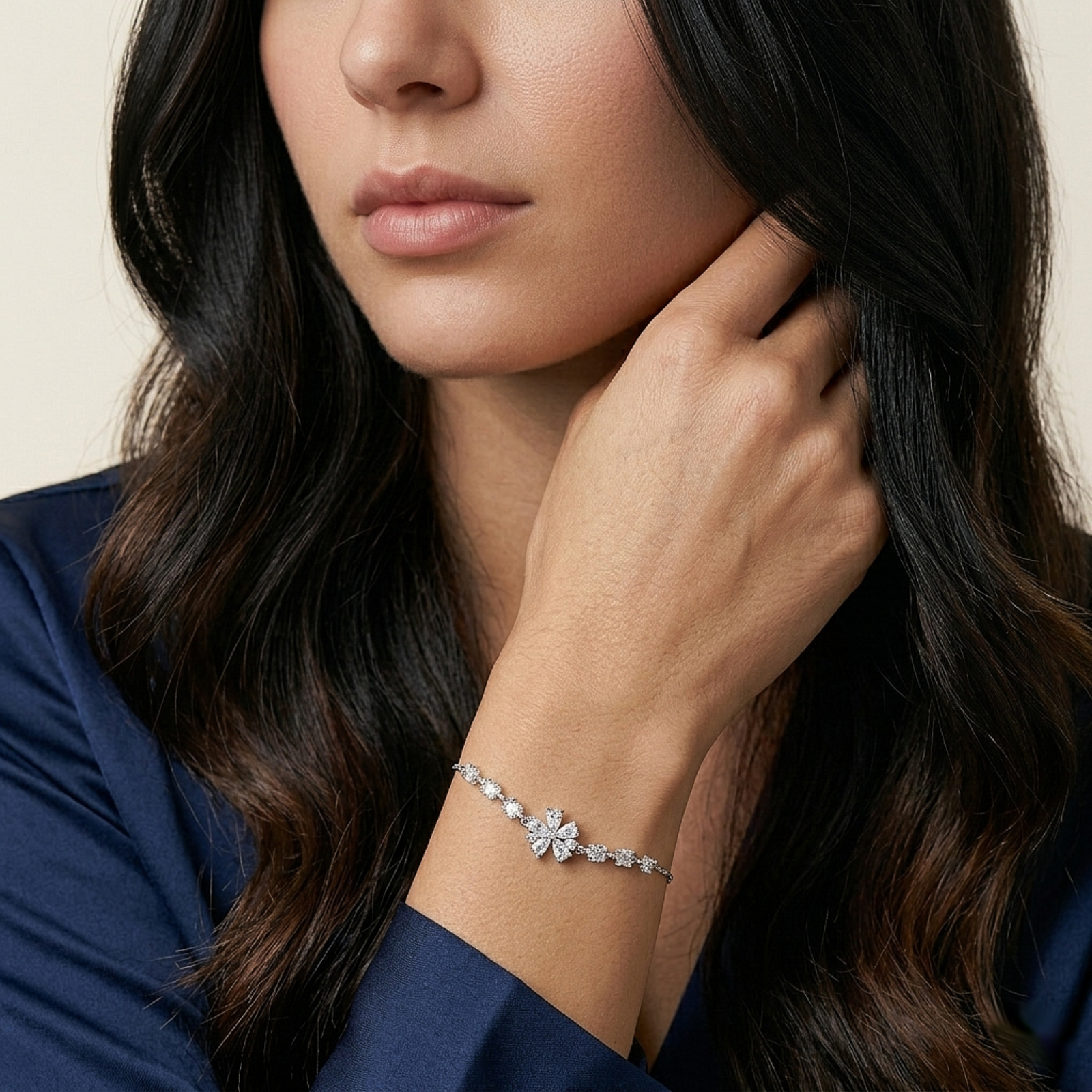 Snowflake Spark Crystal Silver Bracelet
