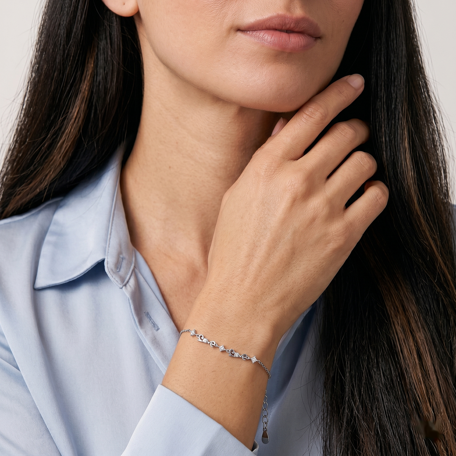 Elegant Crystal Vine Silver Bracelet