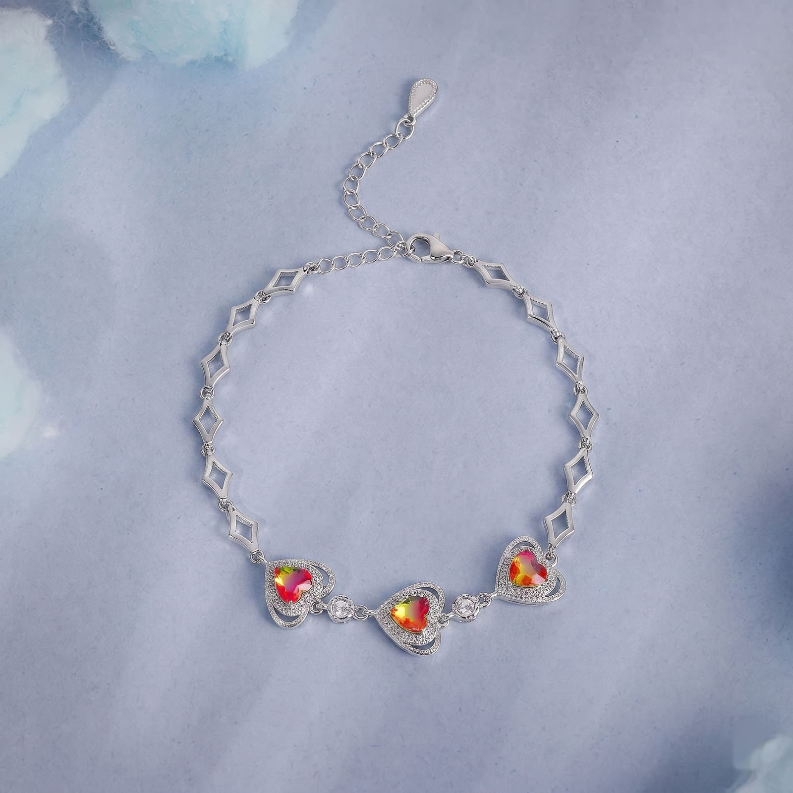 Radiant Trio Heart Silver Bracelet