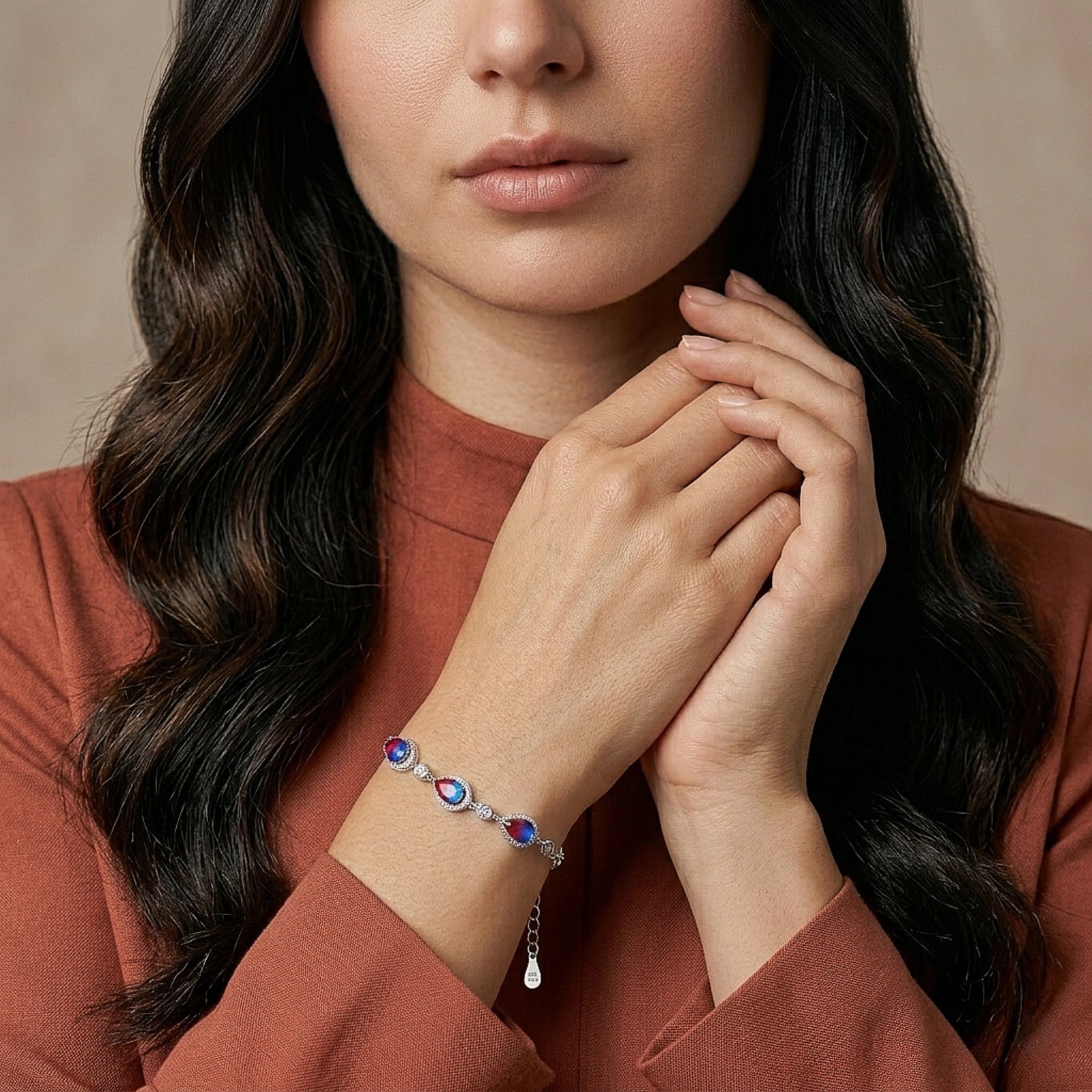 Aurora Heart Crystal Silver Bracelet