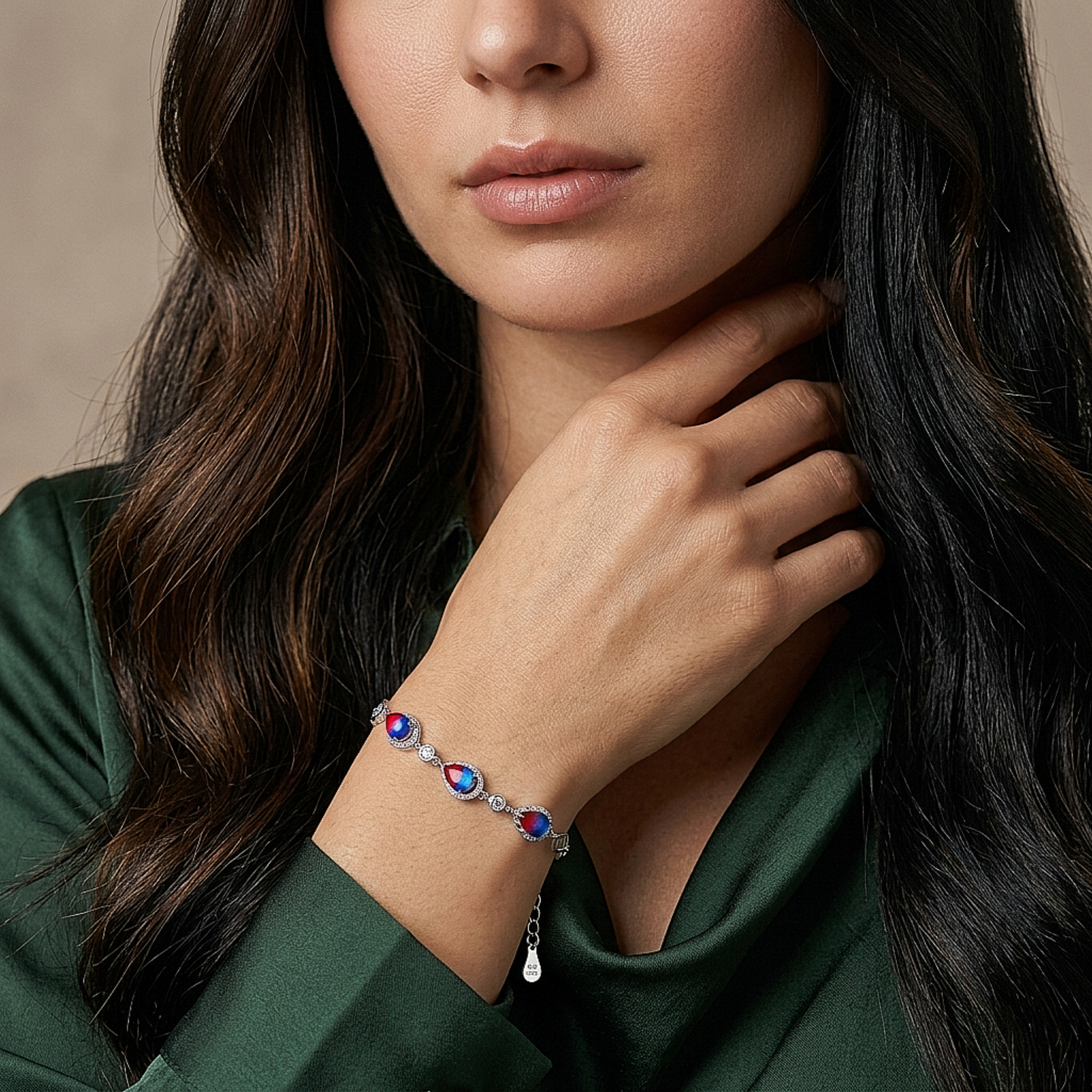 Aurora Heart Crystal Silver Bracelet