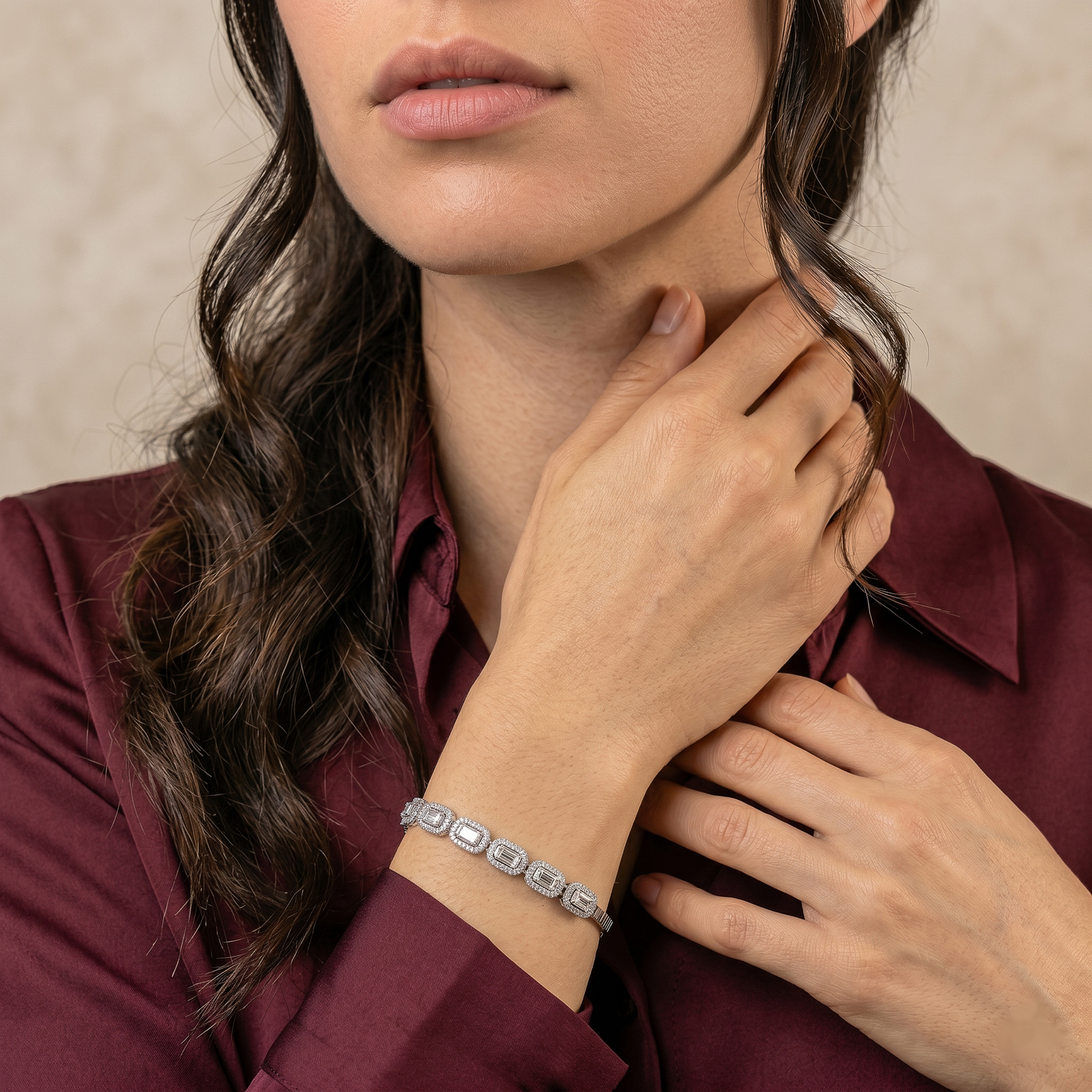 Classic Crystal Halo Silver Bracelet