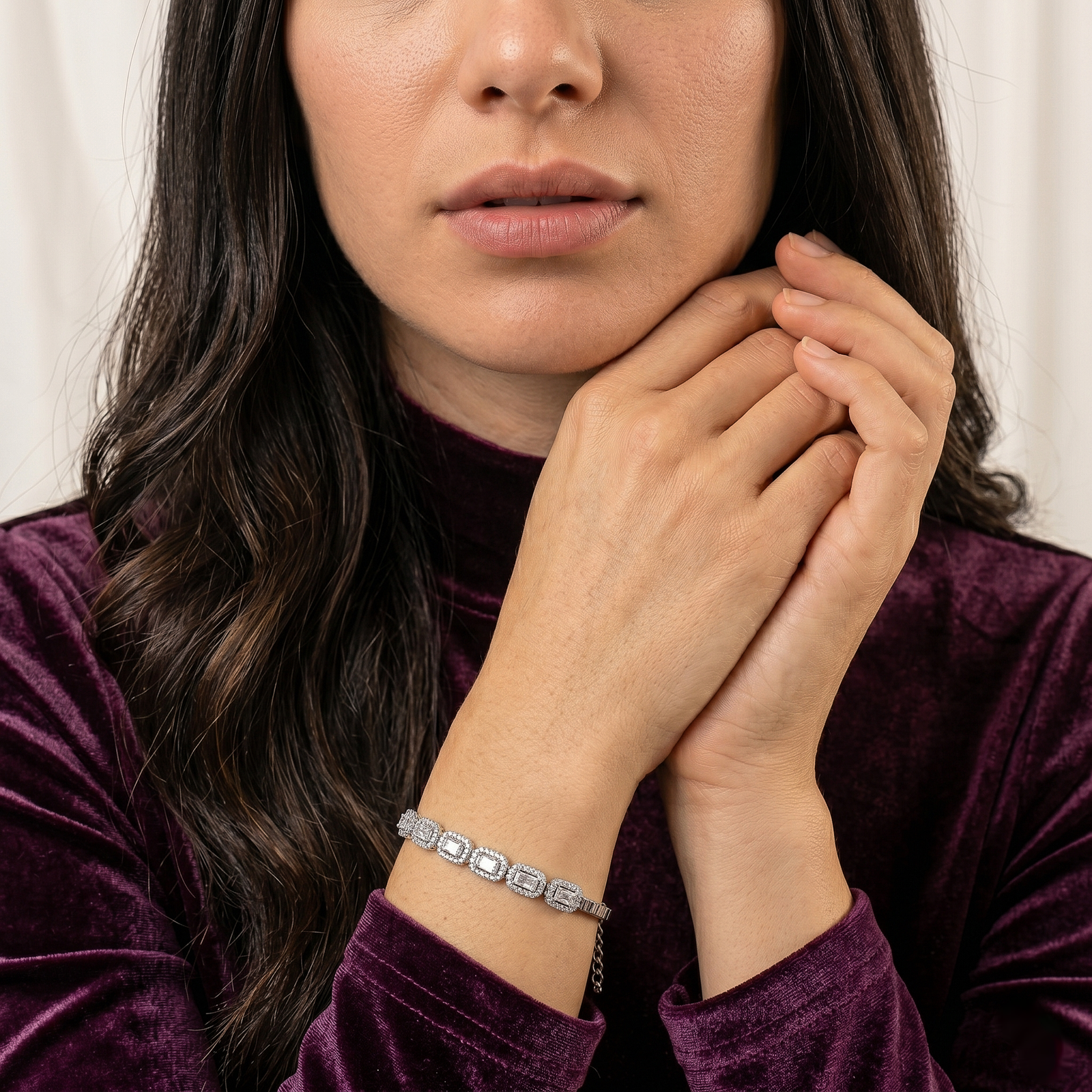 Classic Crystal Halo Silver Bracelet