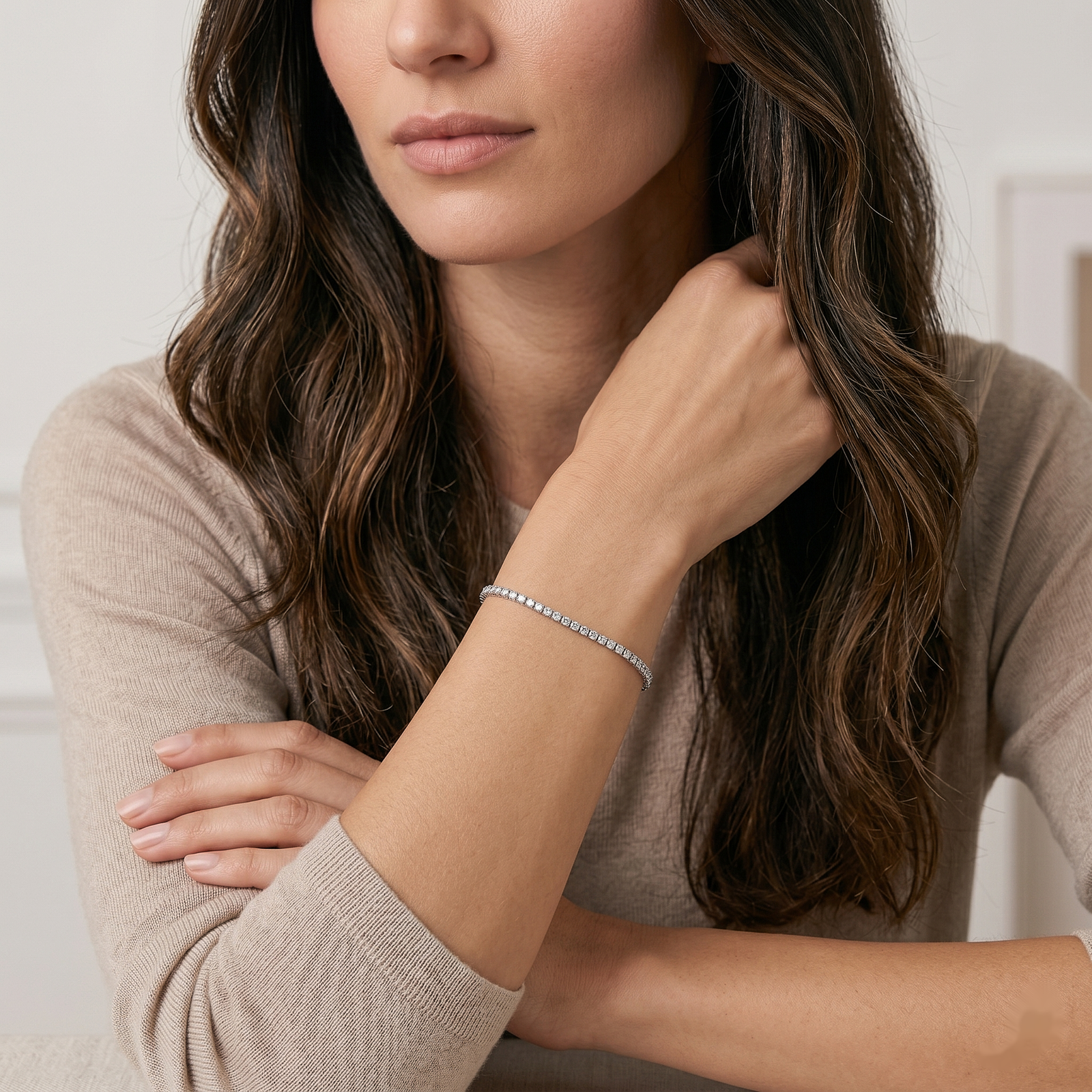 Classic Crystal Line Silver Bracelet