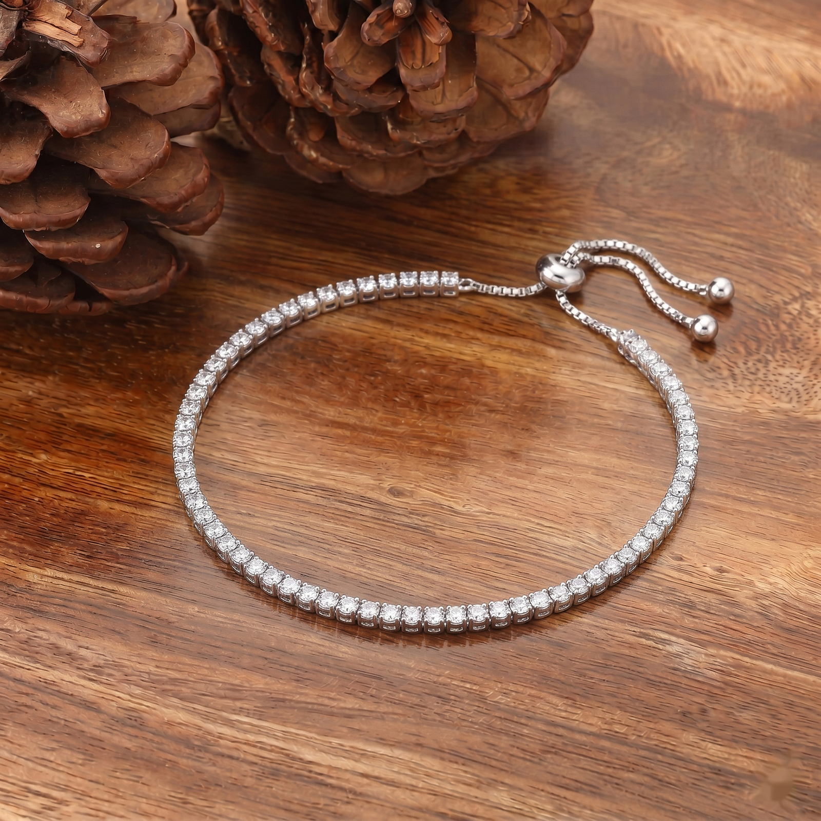 Classic Crystal Line Silver Bracelet
