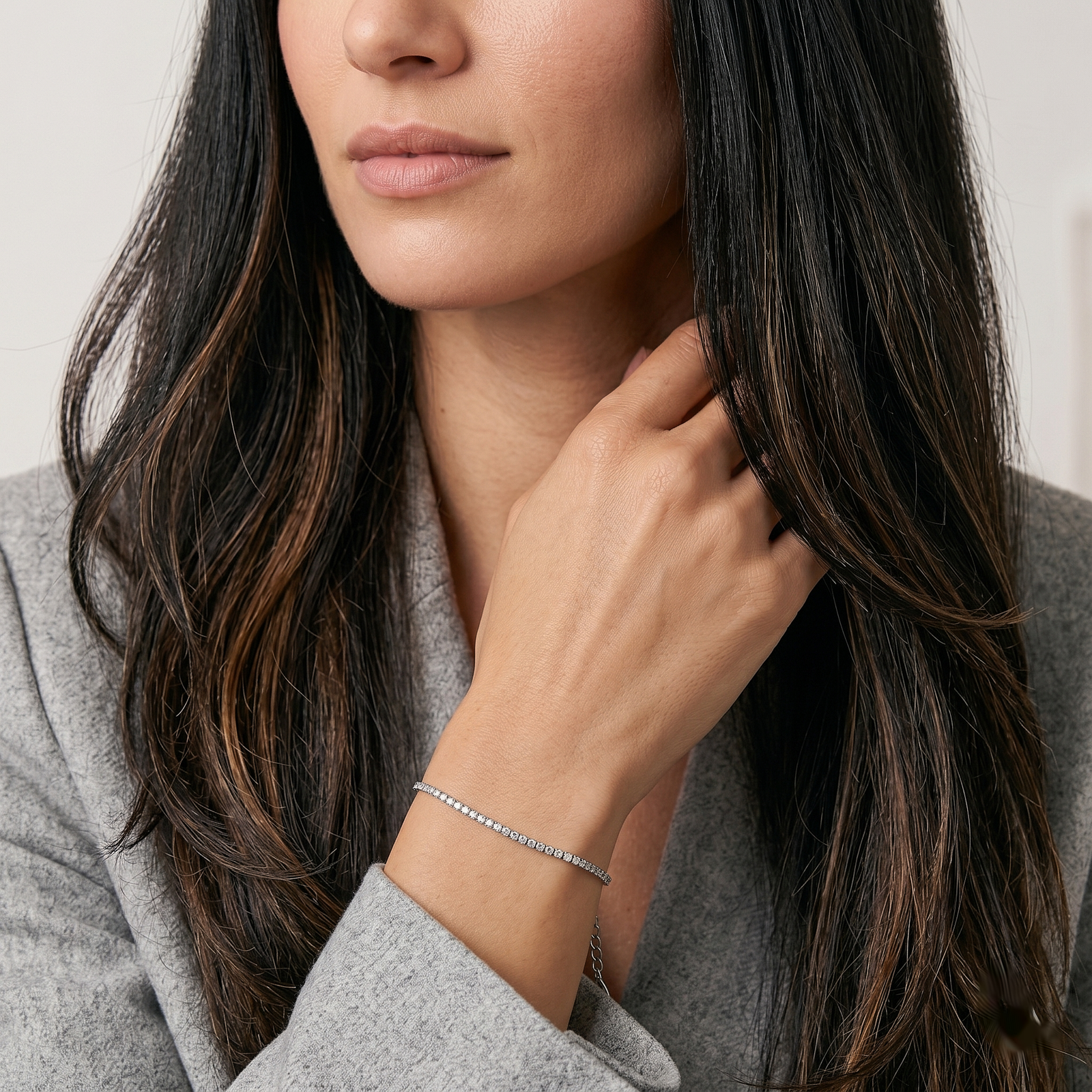 Classic Crystal Line Silver Bracelet