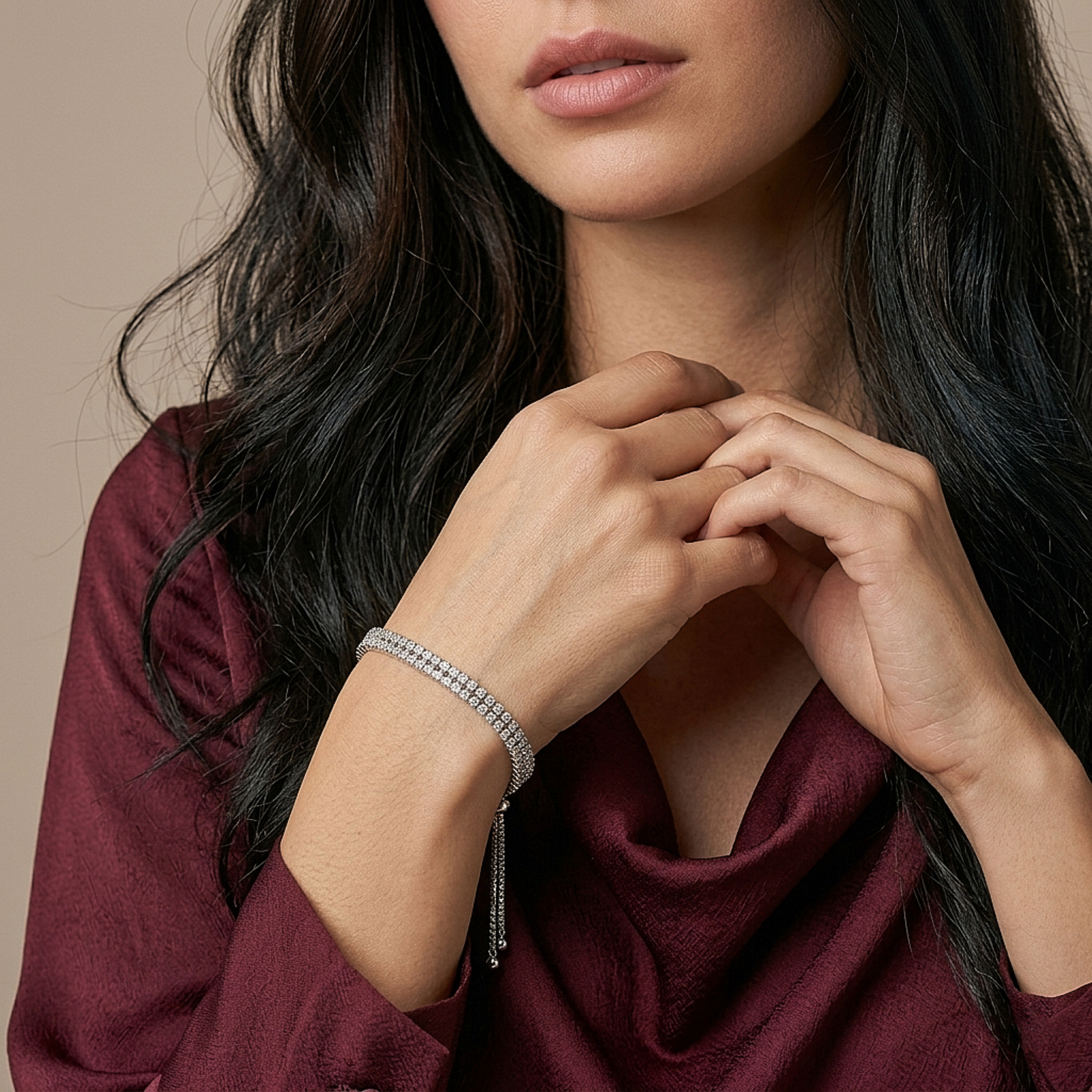 Radiant Curve Crystal Silver Bracelet